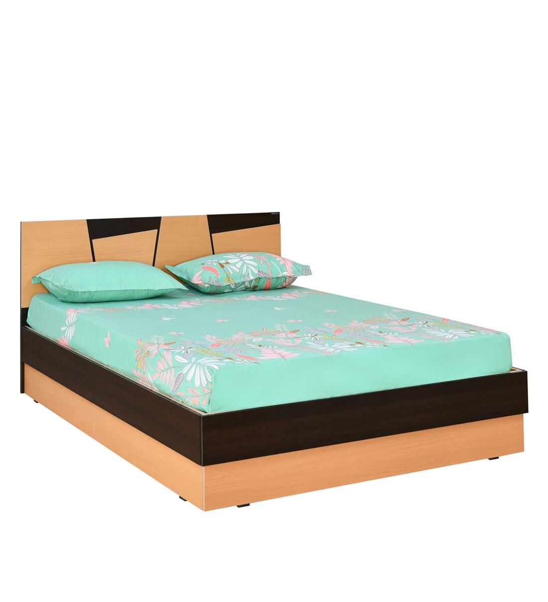 Buy Floret King Size Bed With Box Storage In Bovrian Beach Finish By