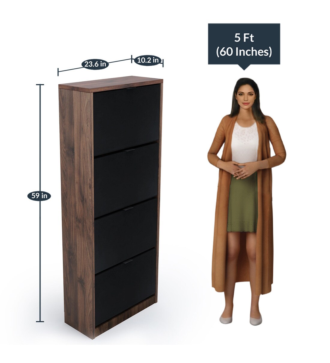 Buy Florine Engineered Wood 4 Tier Shoe Rack (Walnut)Online- At Home by  Nilkamal