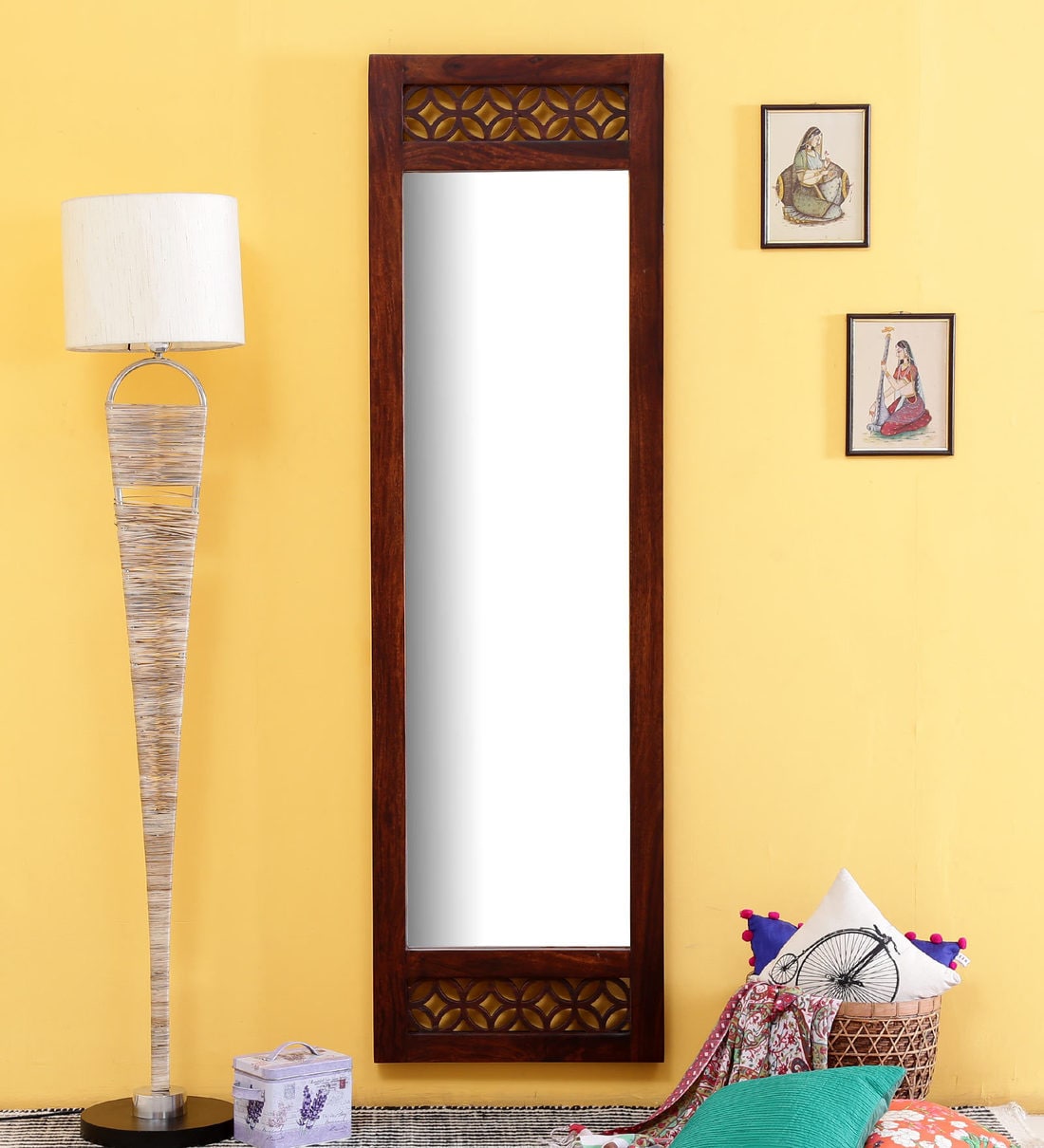 Buy Sheesham Wood Full Length Mirror In Brown Colour By Woodsworth