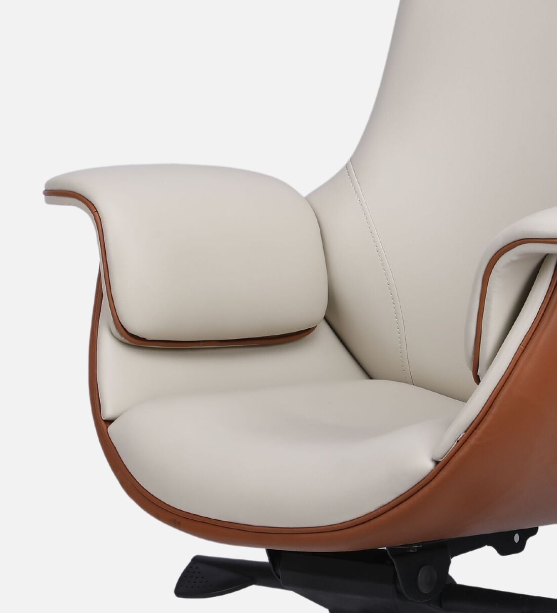 Flow Leatherette High Back Office Chair in Cream and Tan Colour