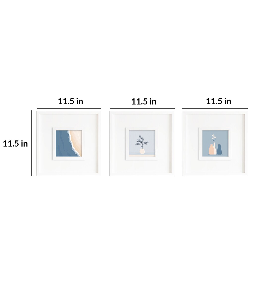 Buy Flower Pot Multicolour Synthetic Wood Framed Abstract Art Print Set