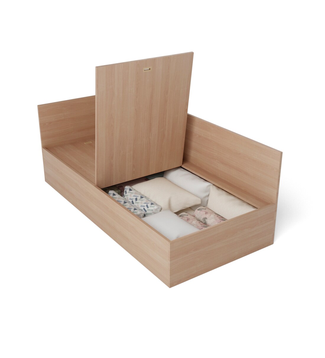Buy Floyd Single Bed with Storage in Valigny Oak Finish by Godrej