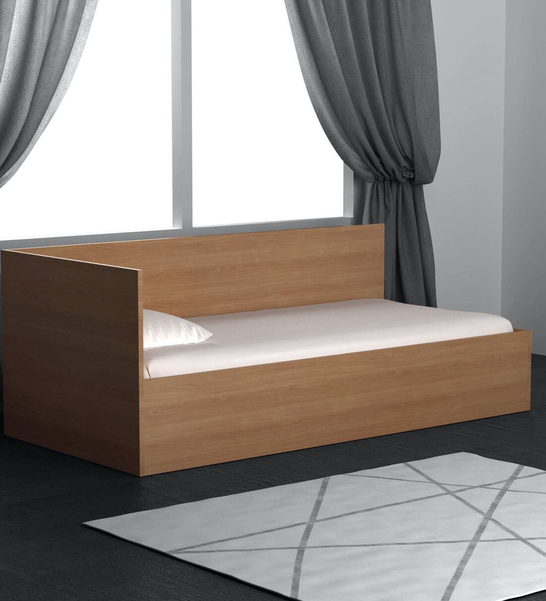 Buy Floyd Single Bed with Storage in Valigny Oak Finish by Godrej