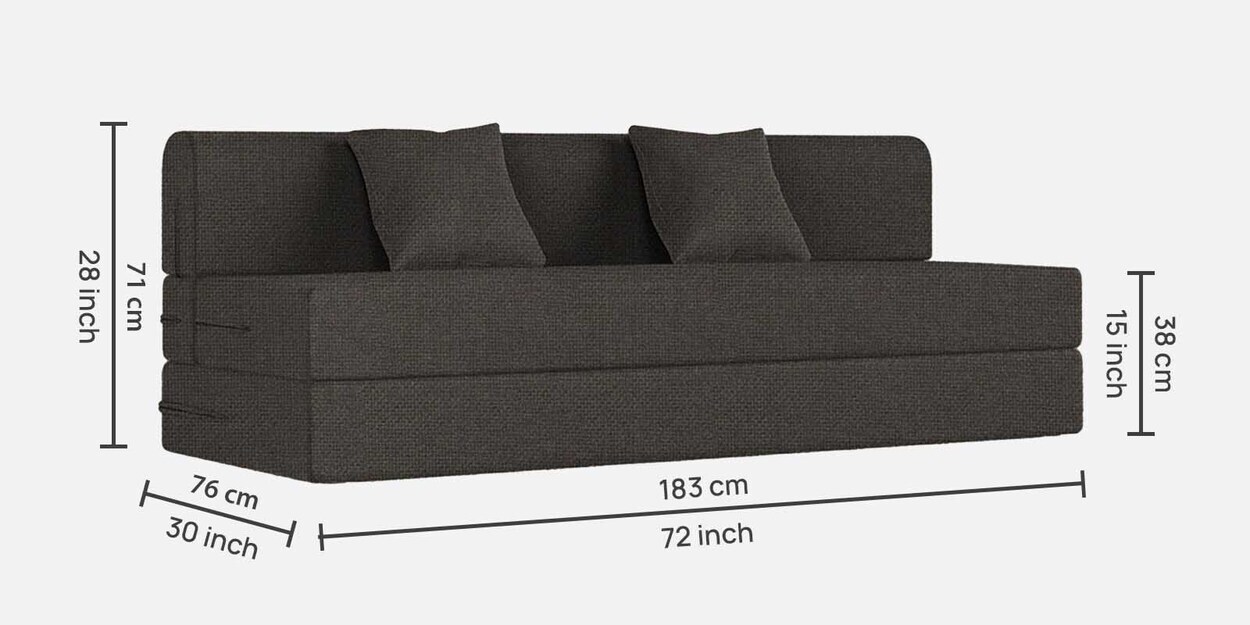 Flipper Fabric Seater Sofa Cum Folding Bed In Ash Grey Colour