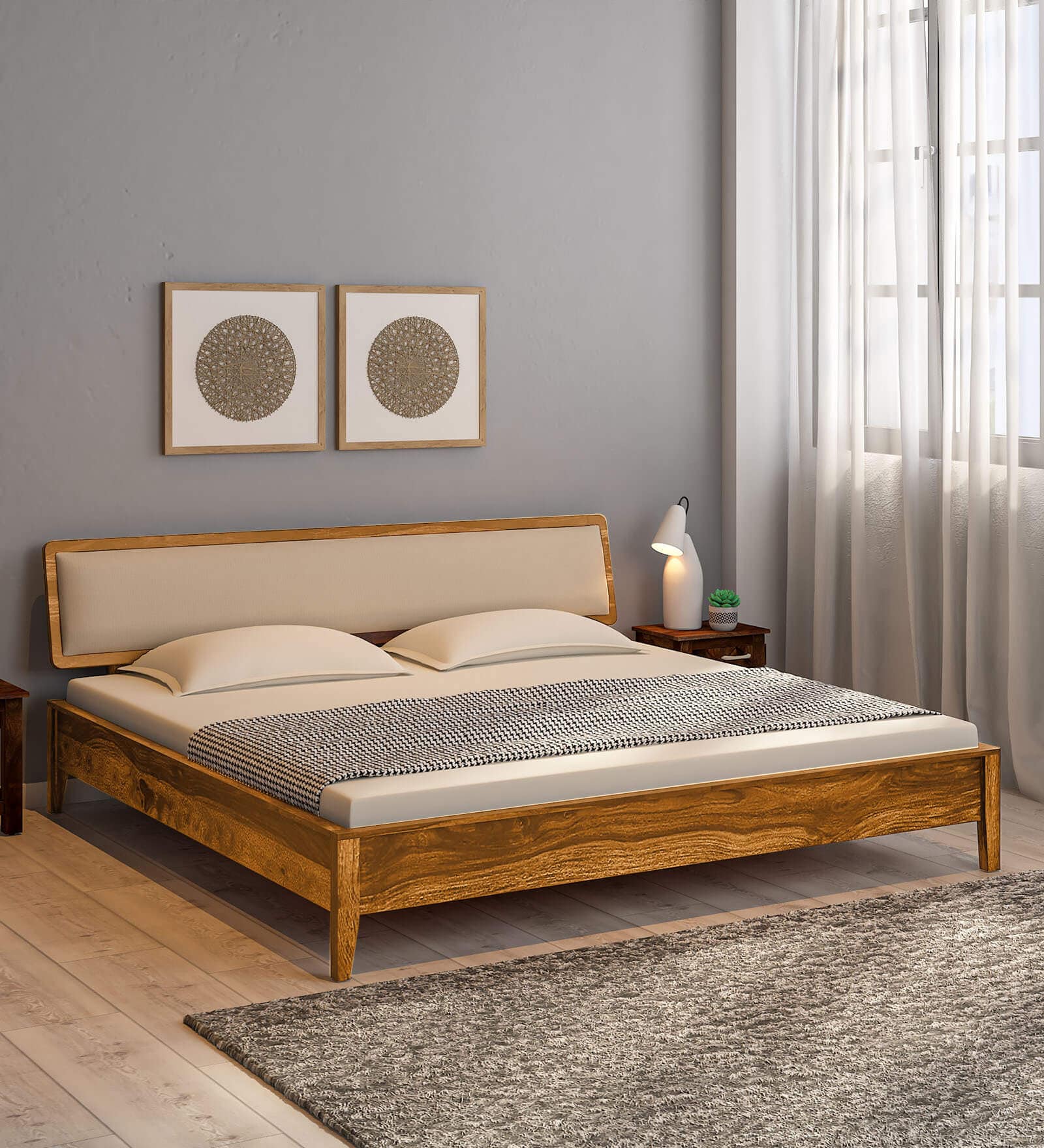 Buy Flair Sheesham Wood King Size Bed In Rustic Teak Finish at 10% OFF ...