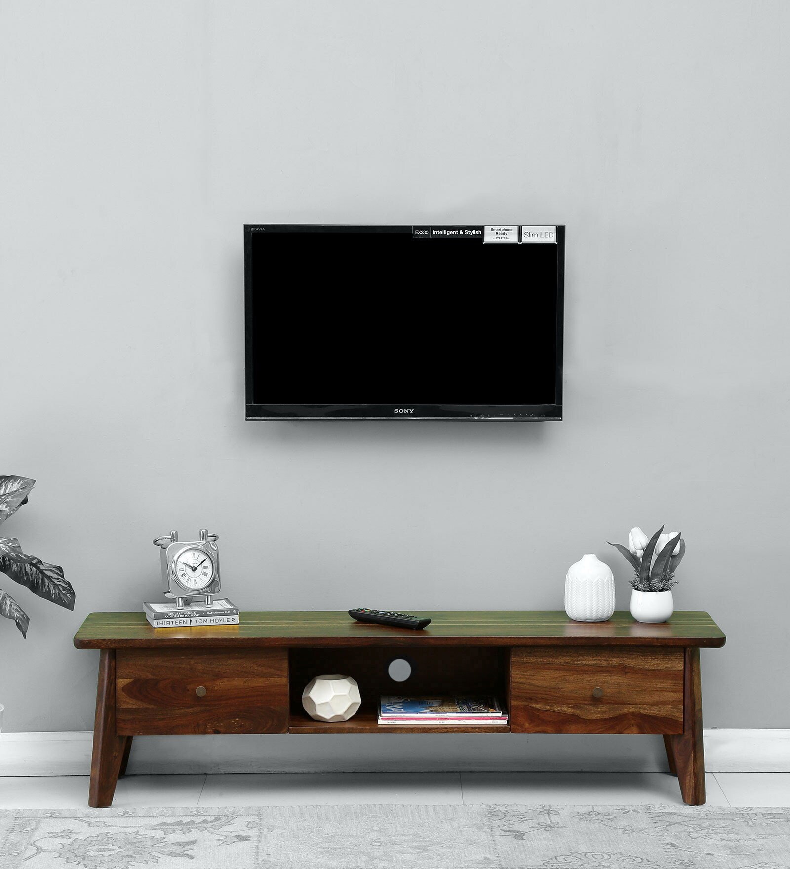 Buy Flair Solid Wood TV Unit in Provincial Teak Finish Woodsworth By Pepperfry Online