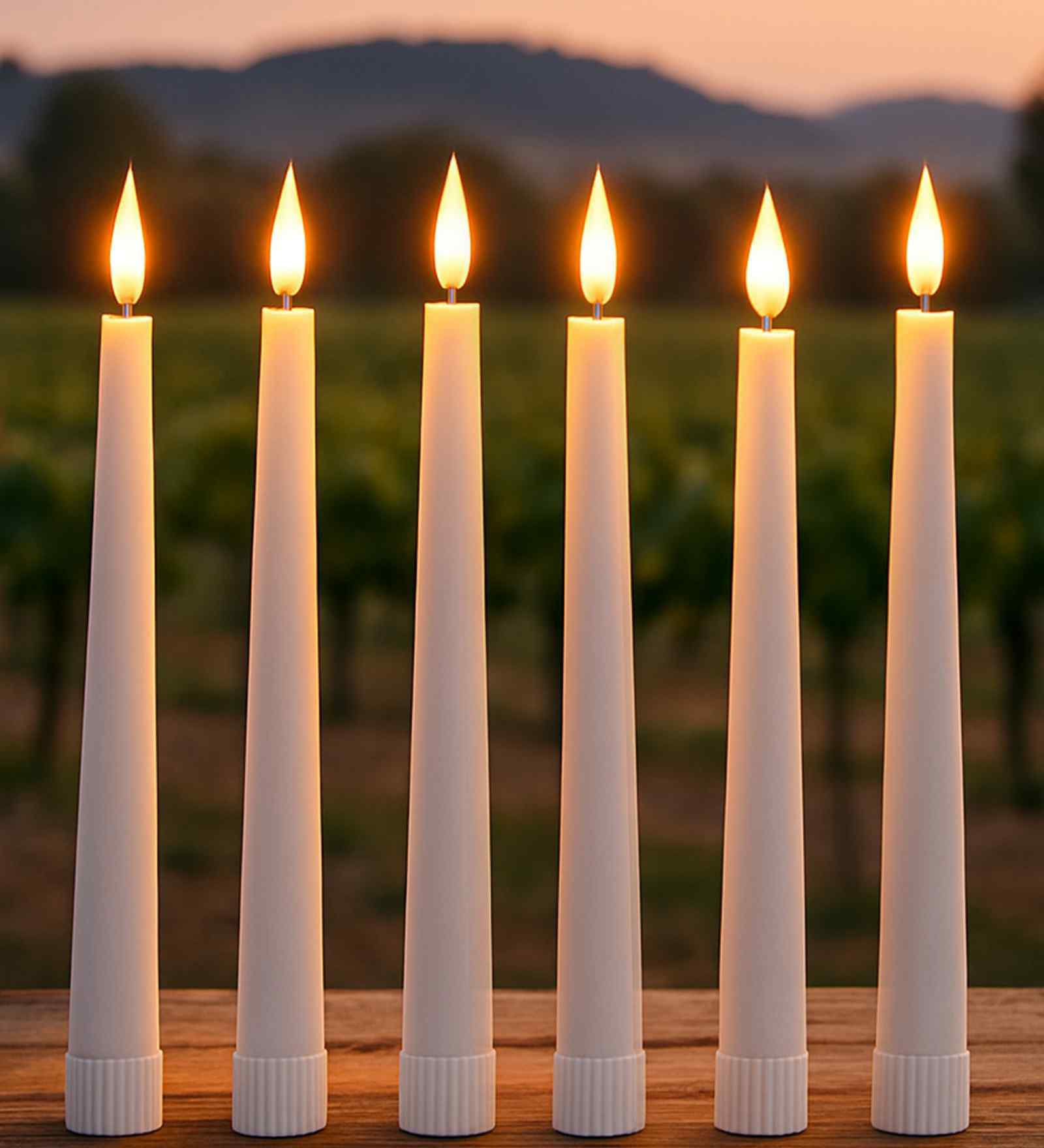 Flameless  Taper Plastic White Candle stick