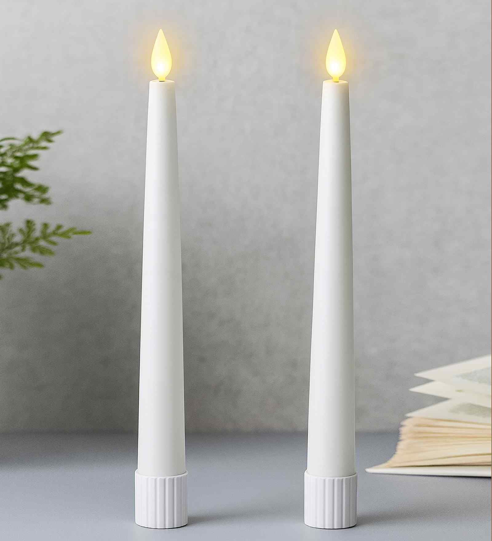 Flameless Taper Plastic White Candle stick