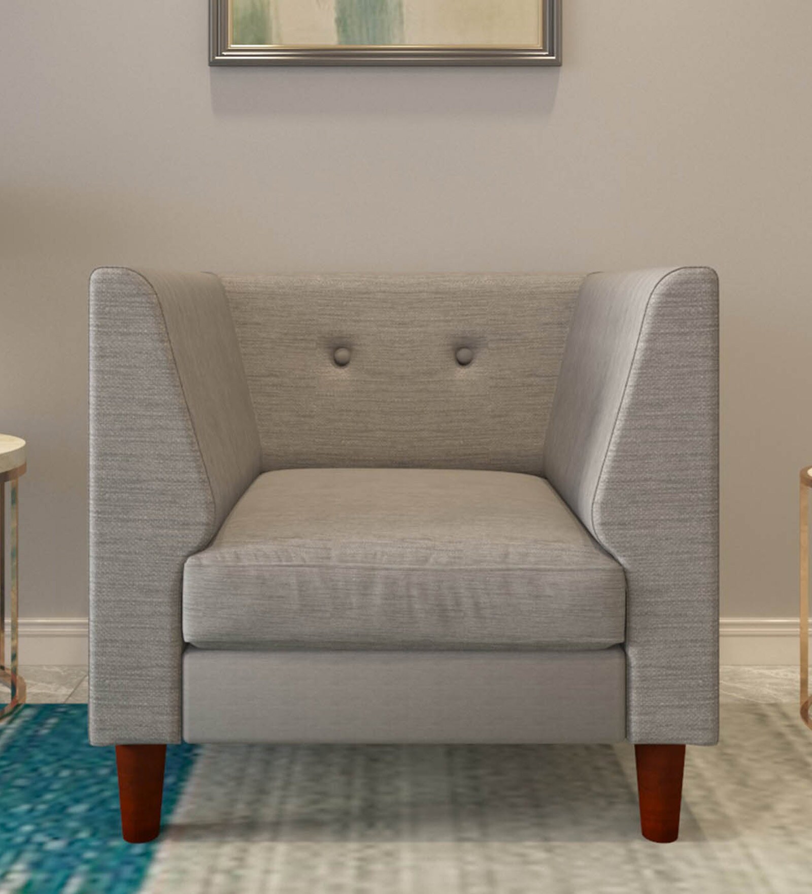 Flamingo Fabric 1 Seater Sofa In Grey Colour