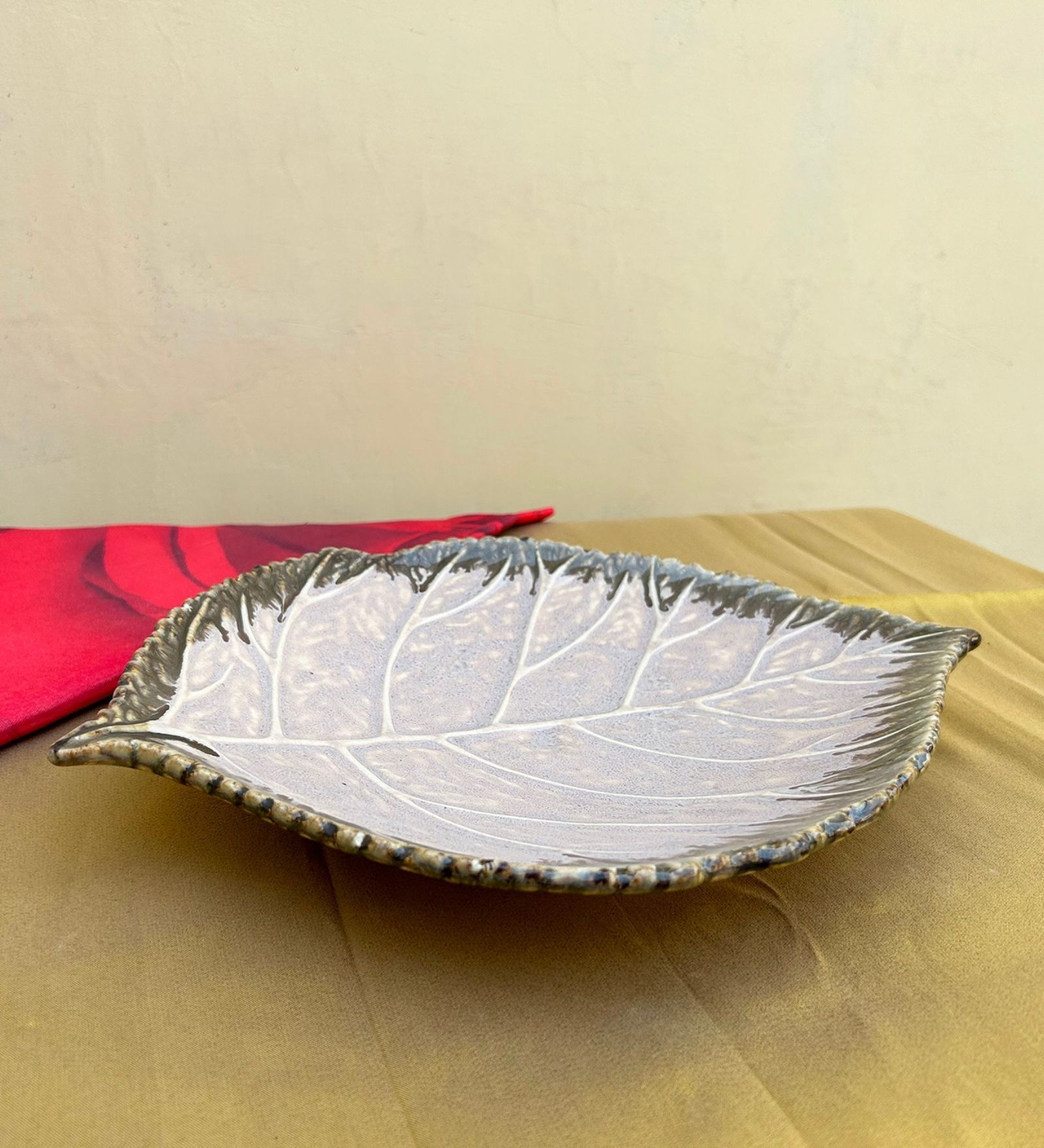 Flamingo Pink Embossed Ceramic  Appetizer Platter