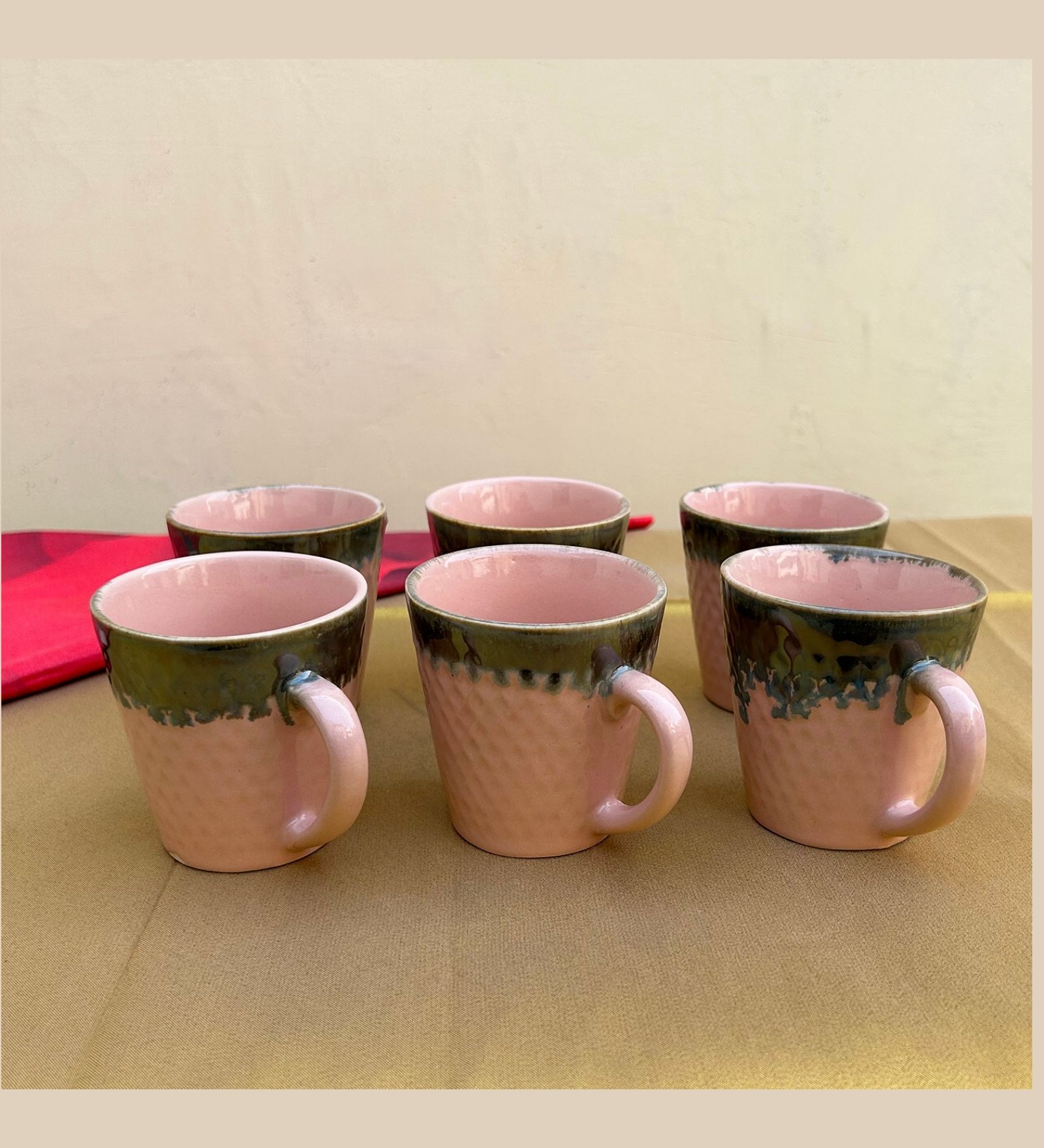 Flamingo  Pink Ceramic  (Set of 6) Tea Cups