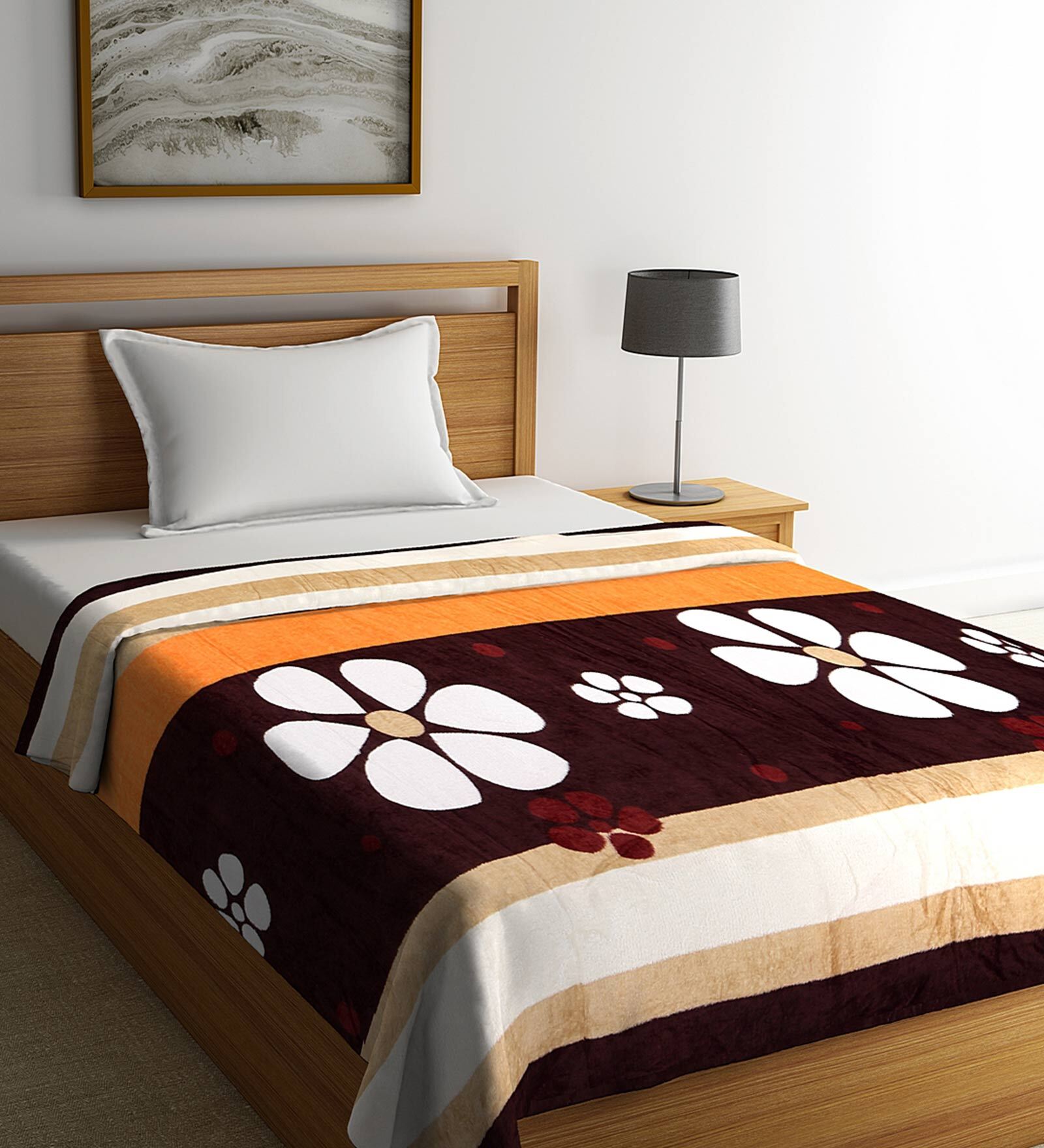 Buy Flannel 240 GSM AC Room Double Bed Comforter in Multicolor by