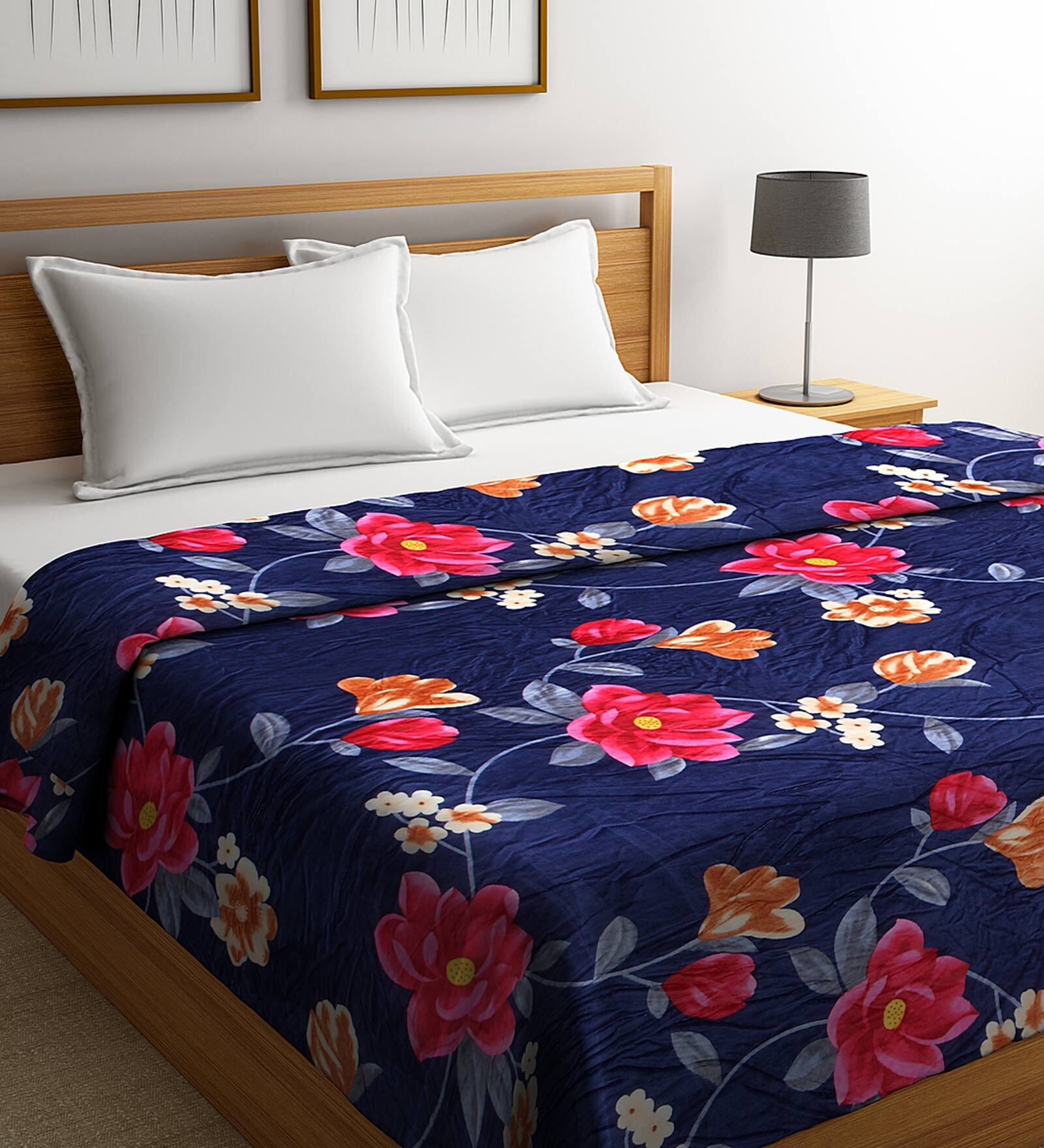 Buy Flannel 240 GSM AC Room Double Bed Comforter in Multicolor by