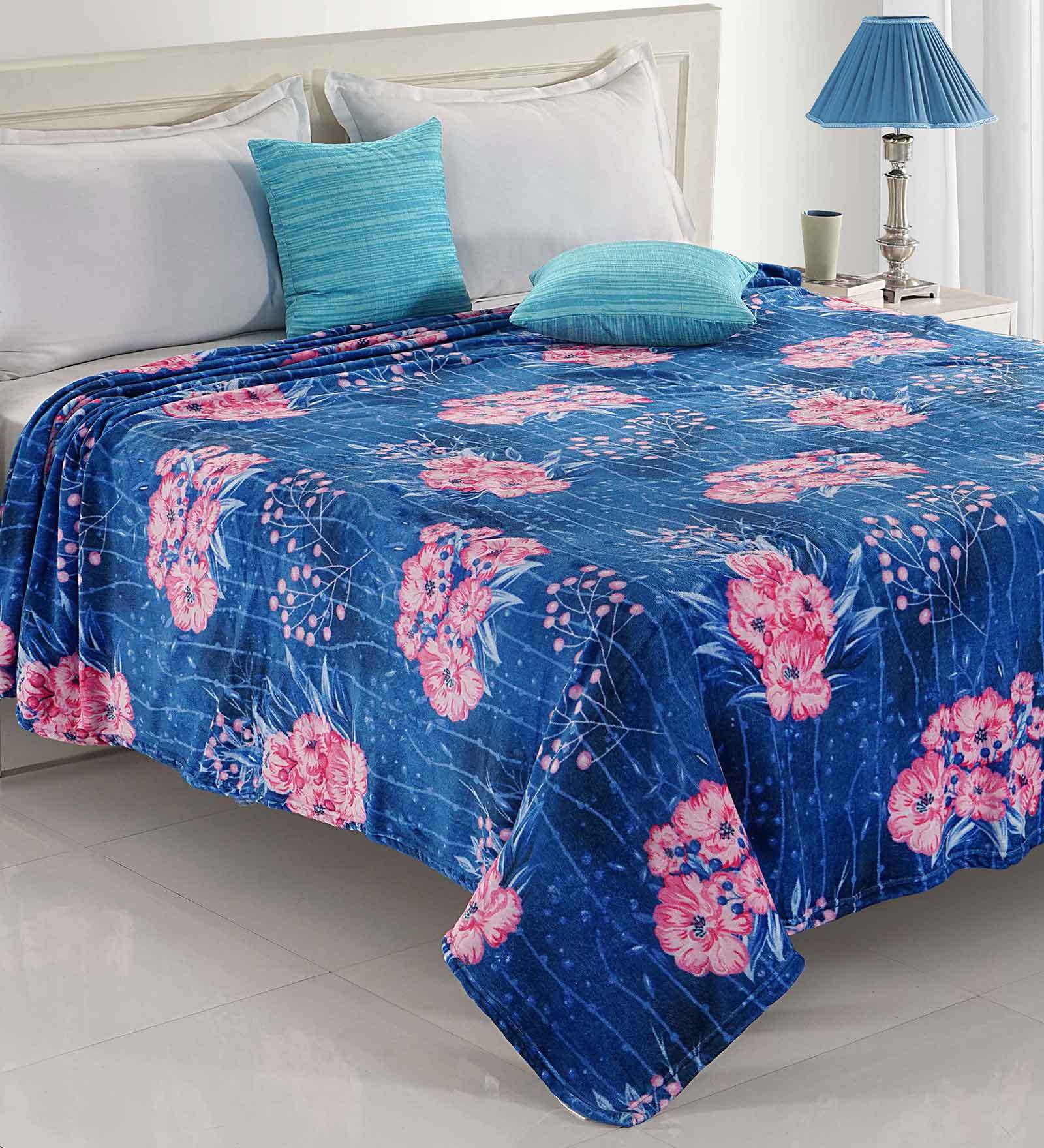 Multicolor Floral Polyester 200 GSM Double Bed Blanket