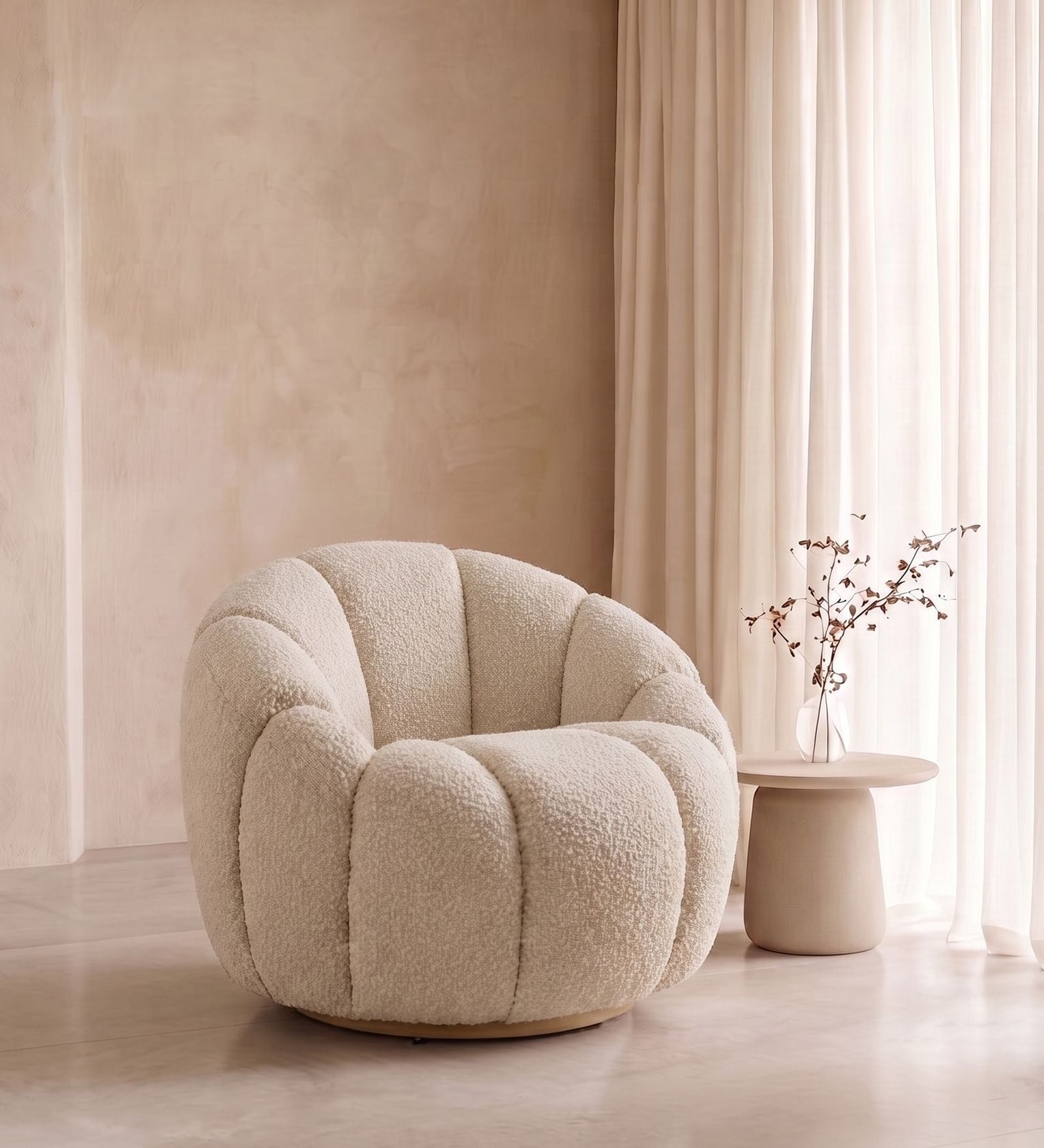 Fleoriane Petal Lounge Chair In Cream Colour