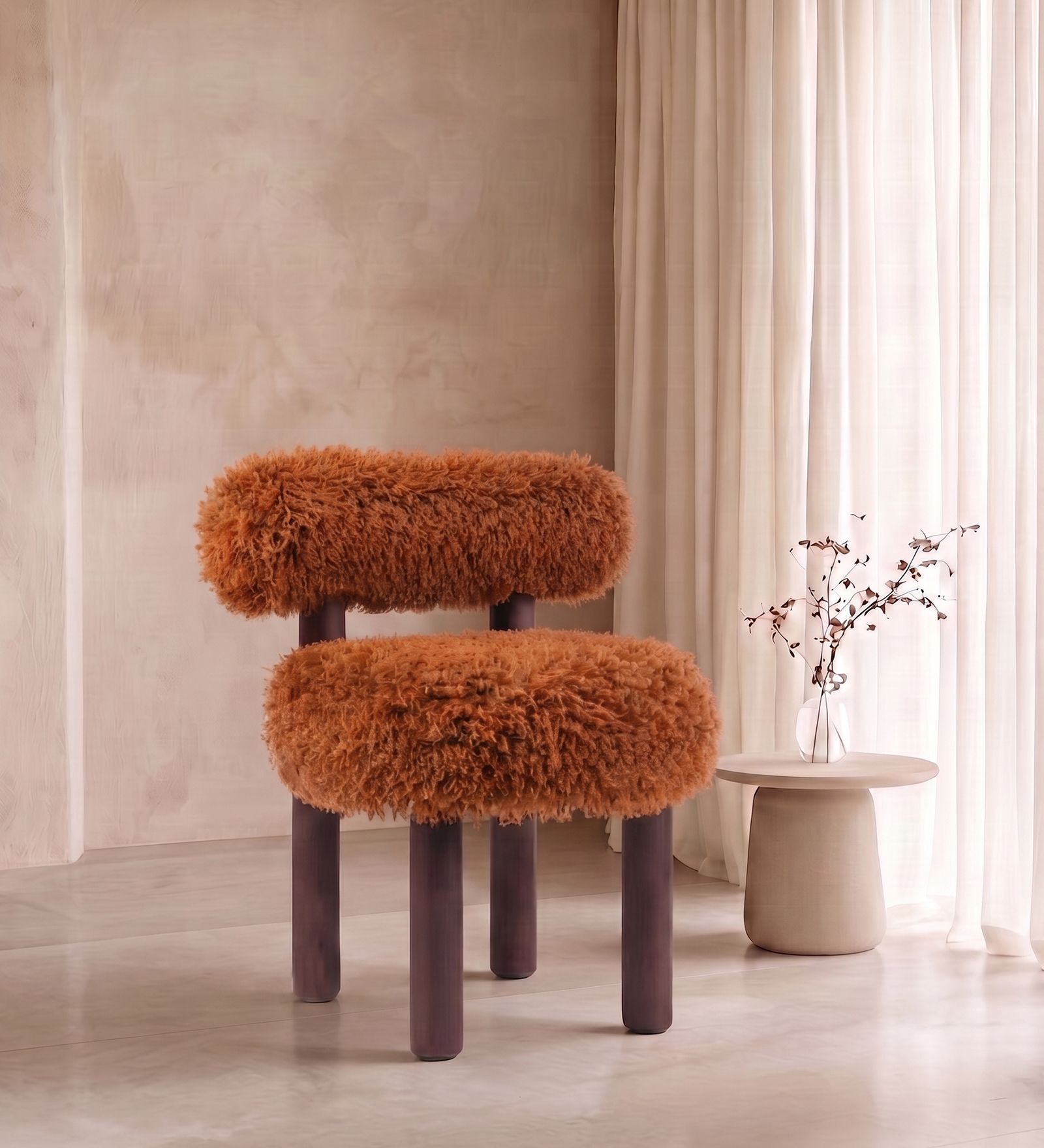 Fleuffin Cozy Lounge Chair In Burnt Orange Colour