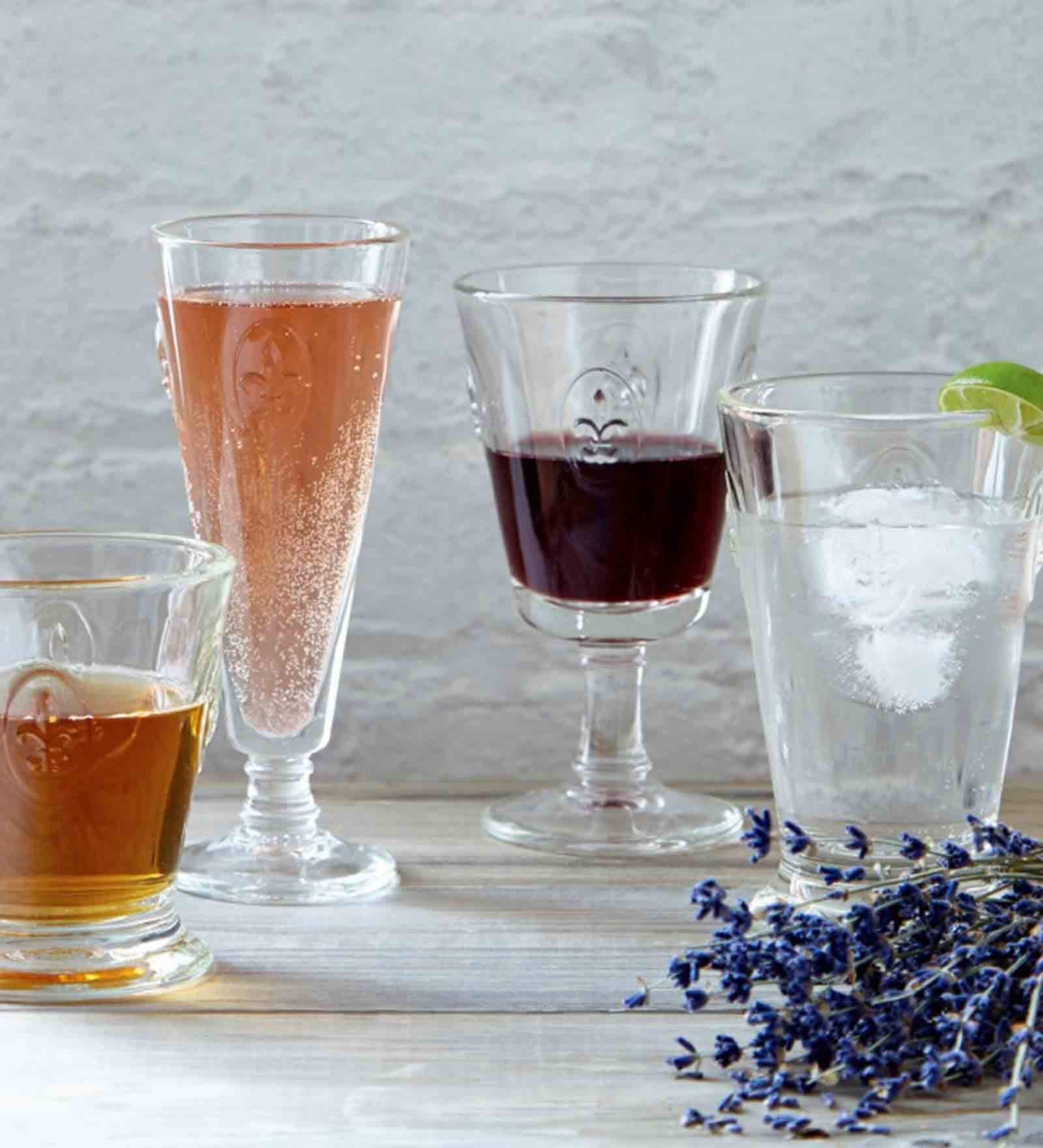 Fleur De Lys Transparent Glass ( Set of 6 ) Cocktail Glasses