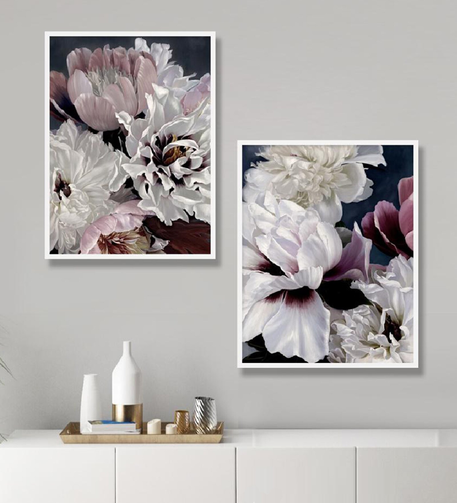 Fleur Purple Purple Canvas Framed Floral Art Print Set of 2