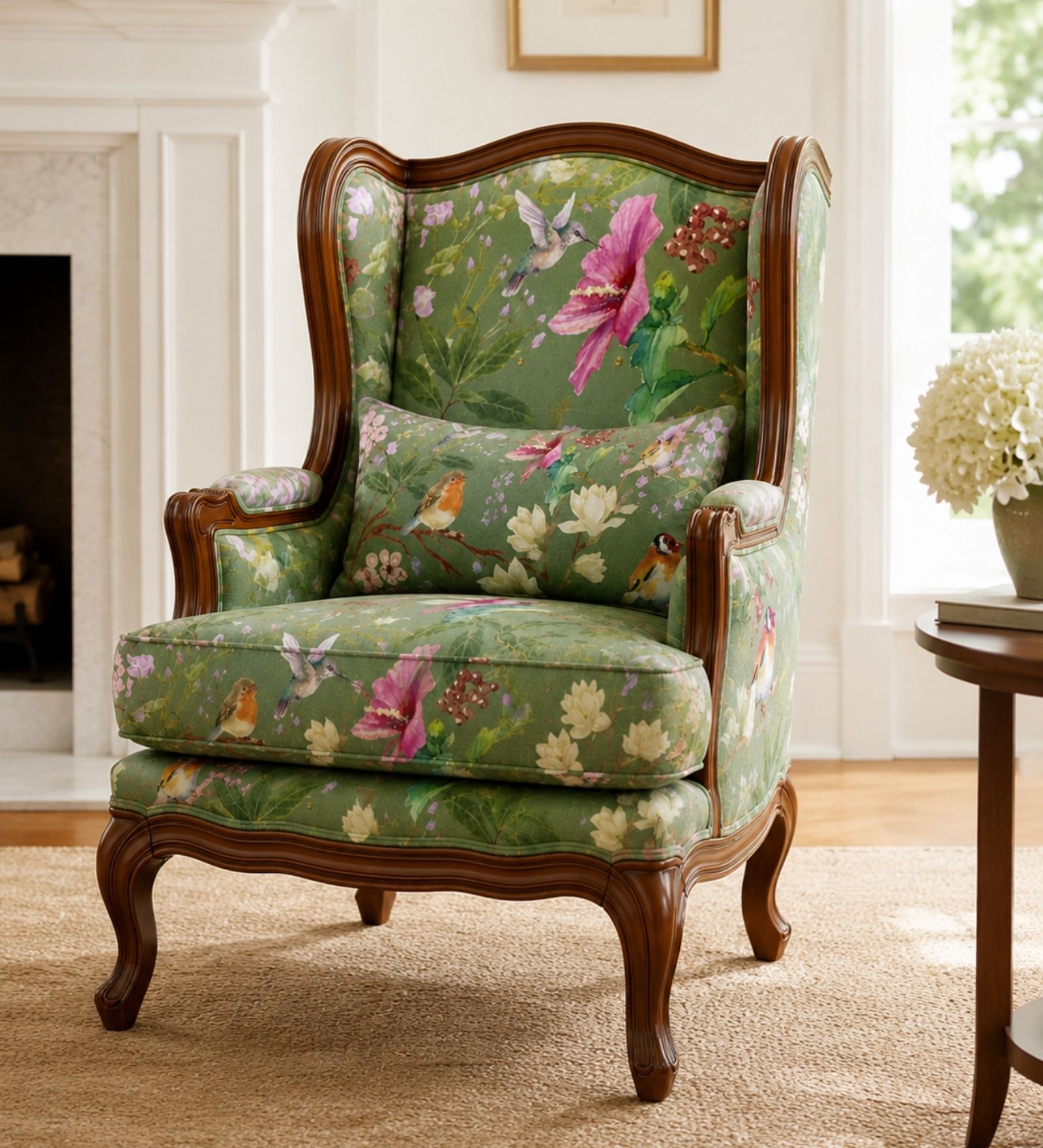 Fleura Teak Wood Lounge Chair With Suede Fabric In Green Colour Fleura Teak Wood Lounge Chair With Suede Fabric In Green Colour