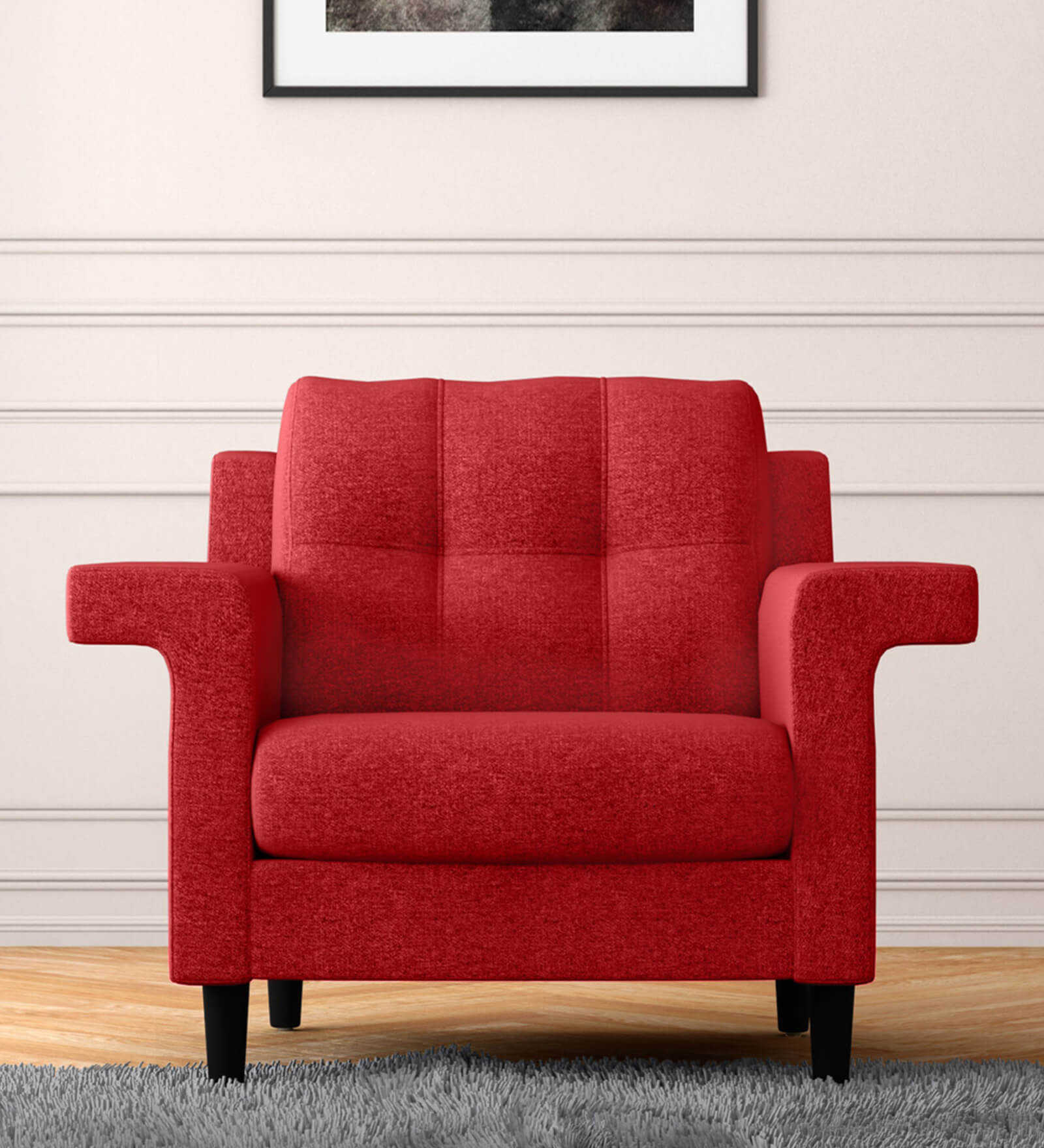 Flight Fabric 1 Seater Sofa in Red Colour