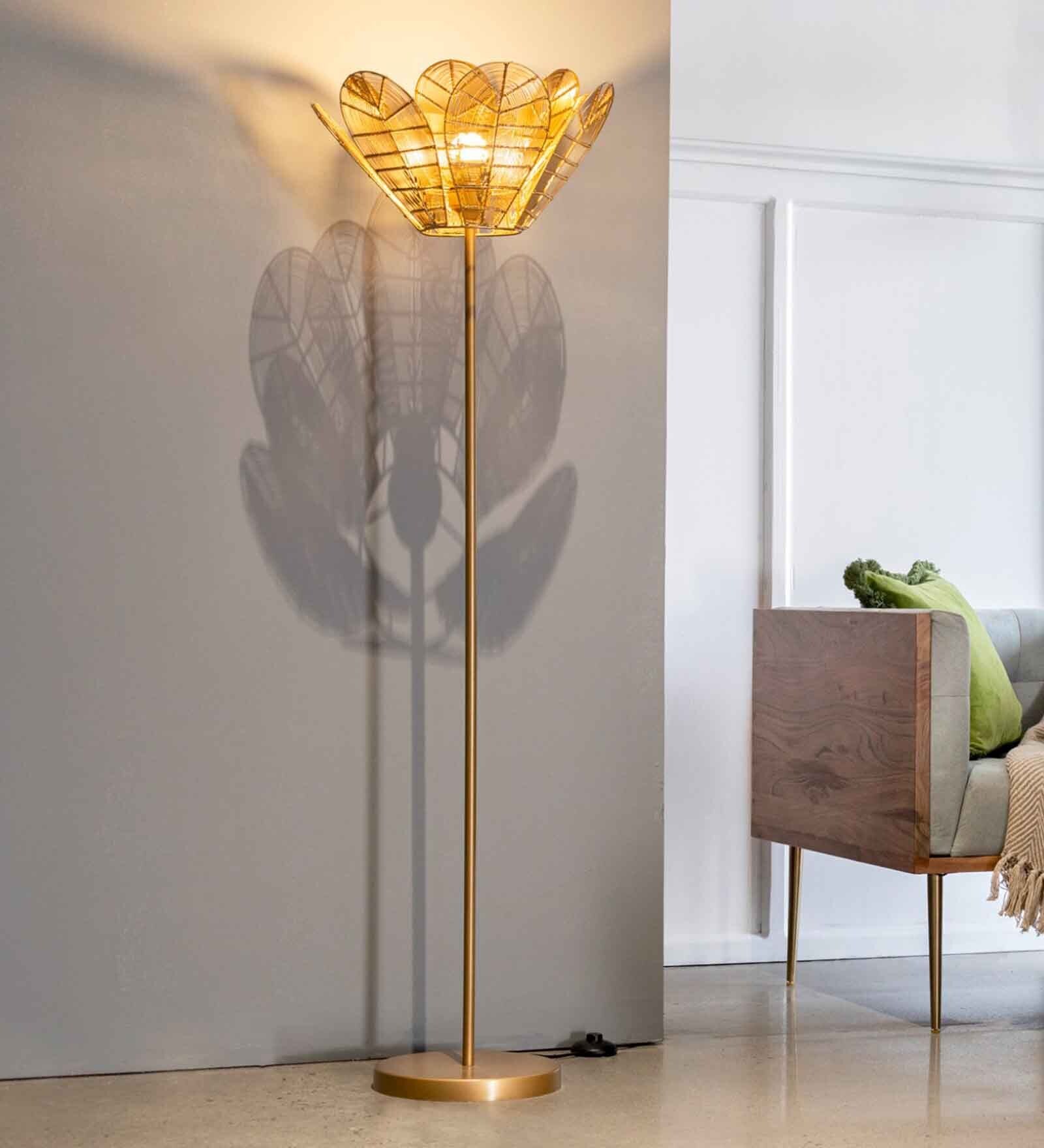 Prerit Gold Floor Lamp Handcrafted