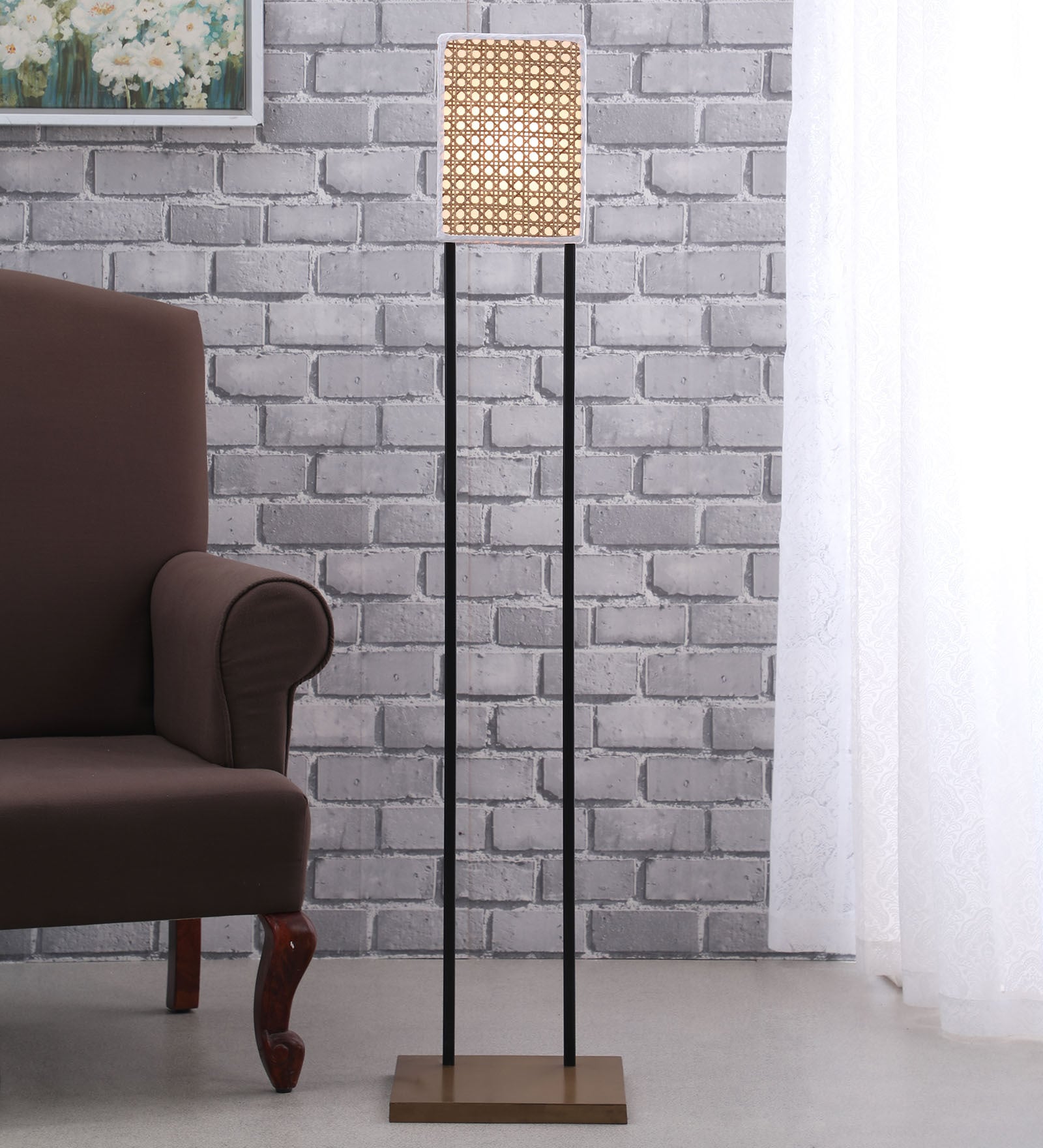 Artura Beige Fabric Shade Club Floor Lamp With Metal Base