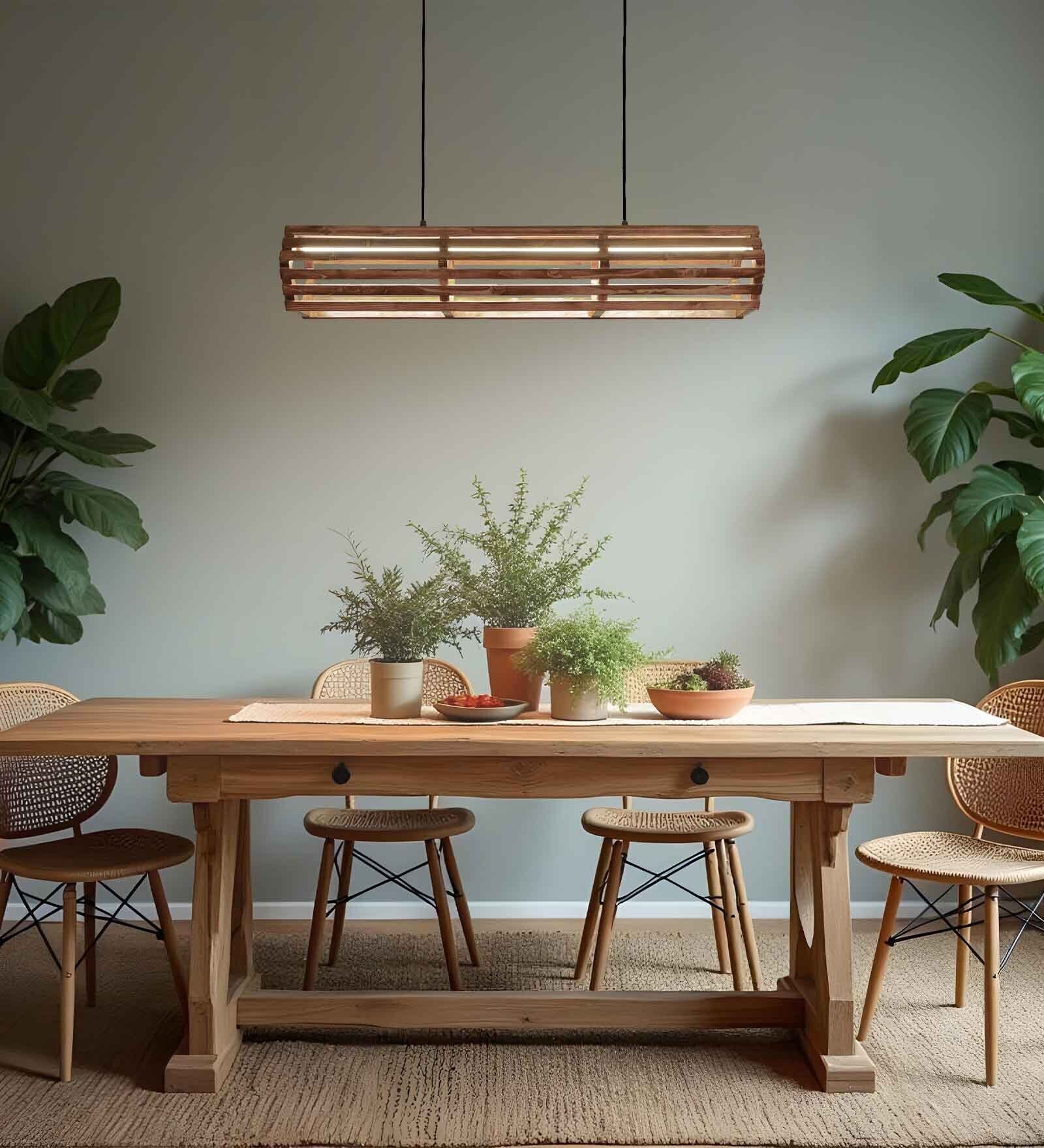 Flora 36 Baton Brown Wooden LED Hanging Lamp Flora 36 Baton Brown Wooden LED Hanging Lamp