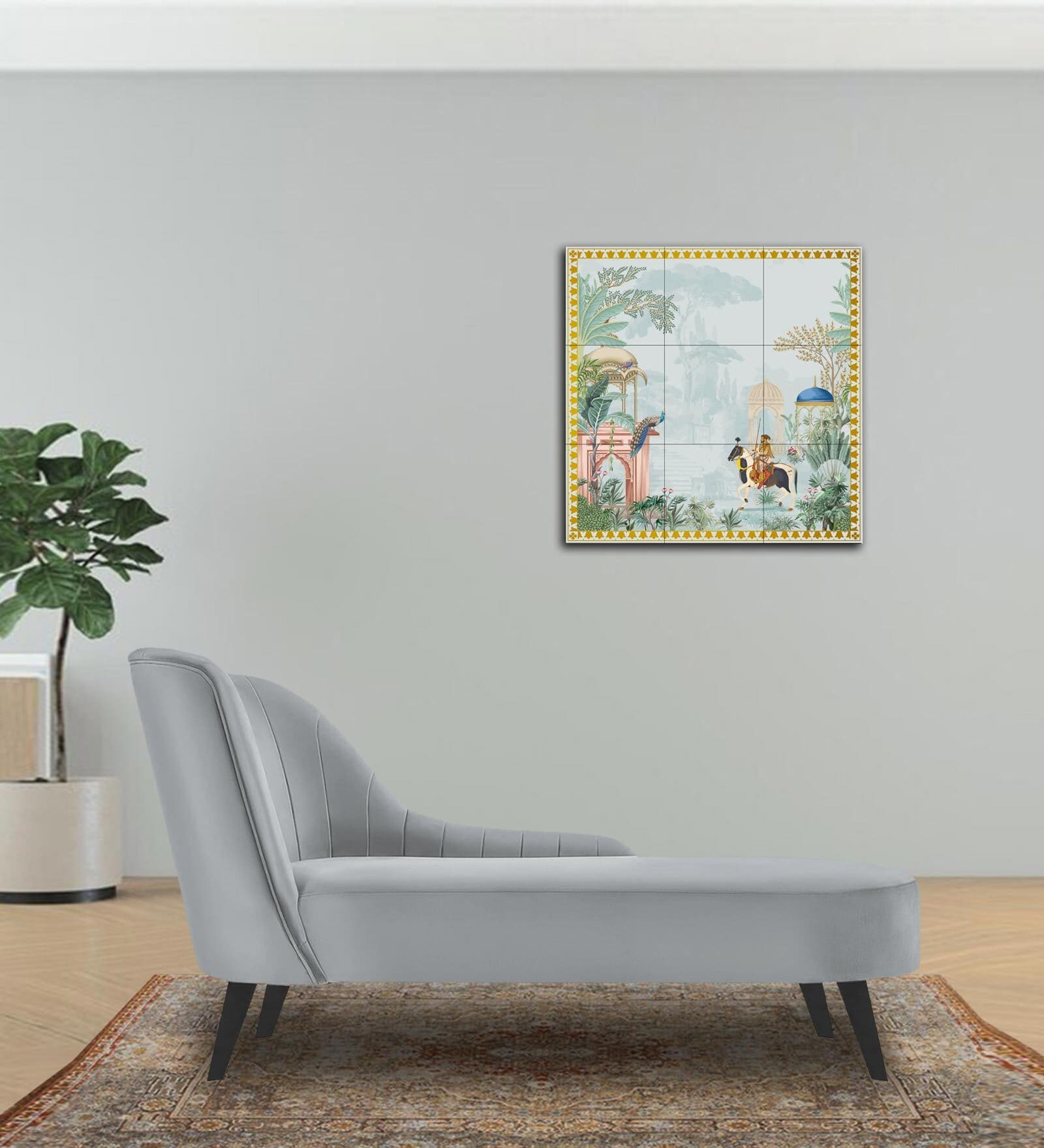 Flora RHS Velvet Chaise Lounger In Pearl Grey Colour