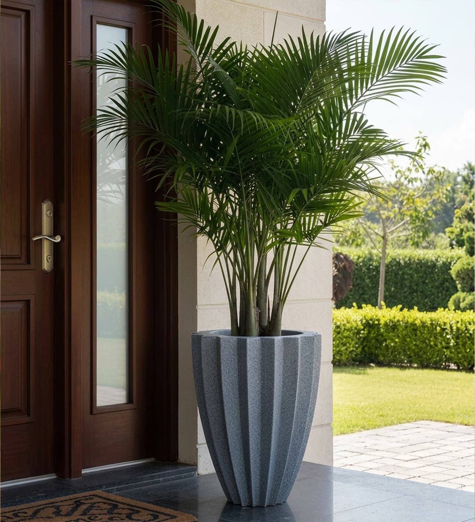 Grey Flora Mosaic Unbreakable Ribbed Planter