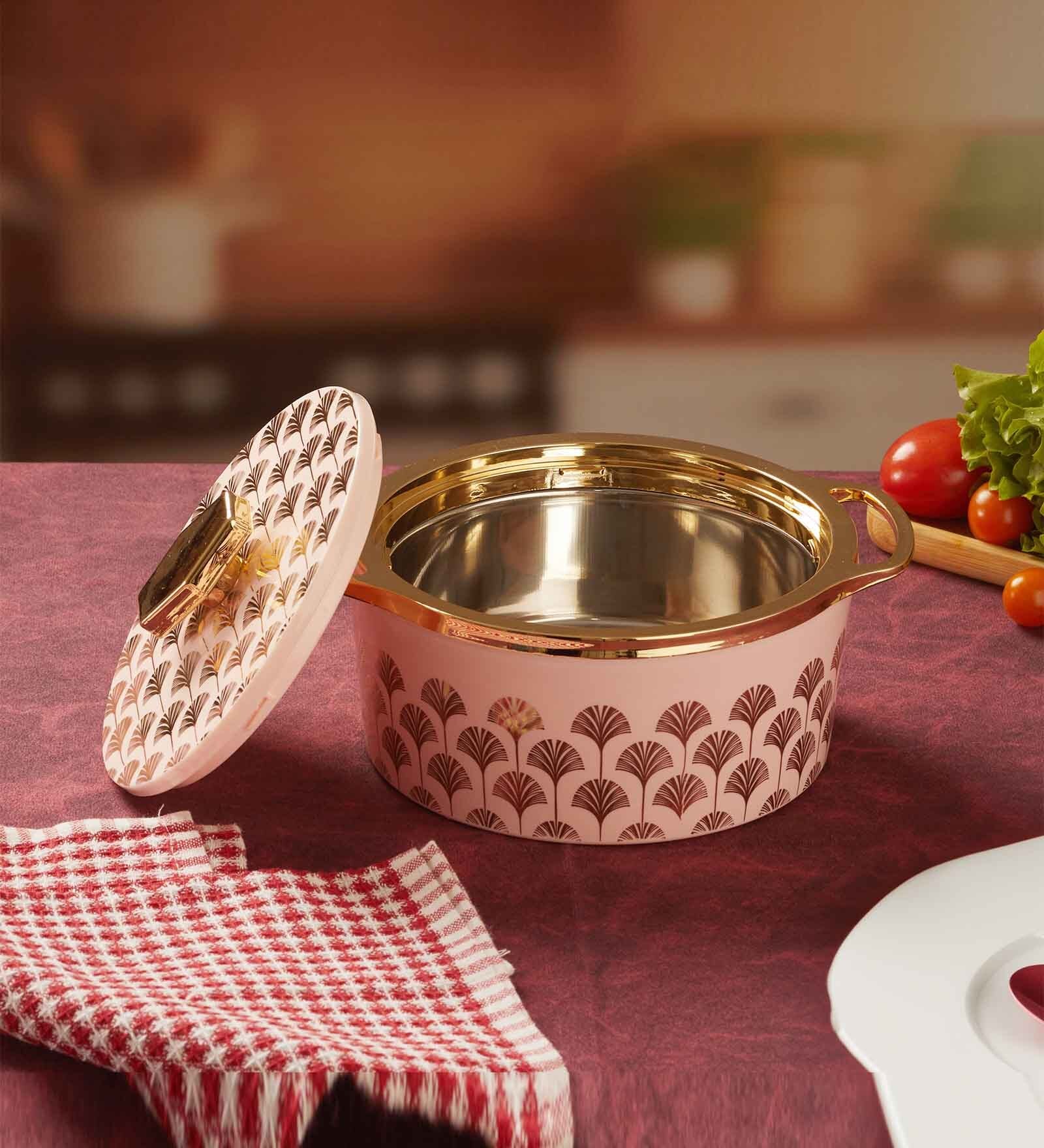 Floraa Royale Pink Plastic & Steel 2.5Ltr Insulated Thermoware Casserole