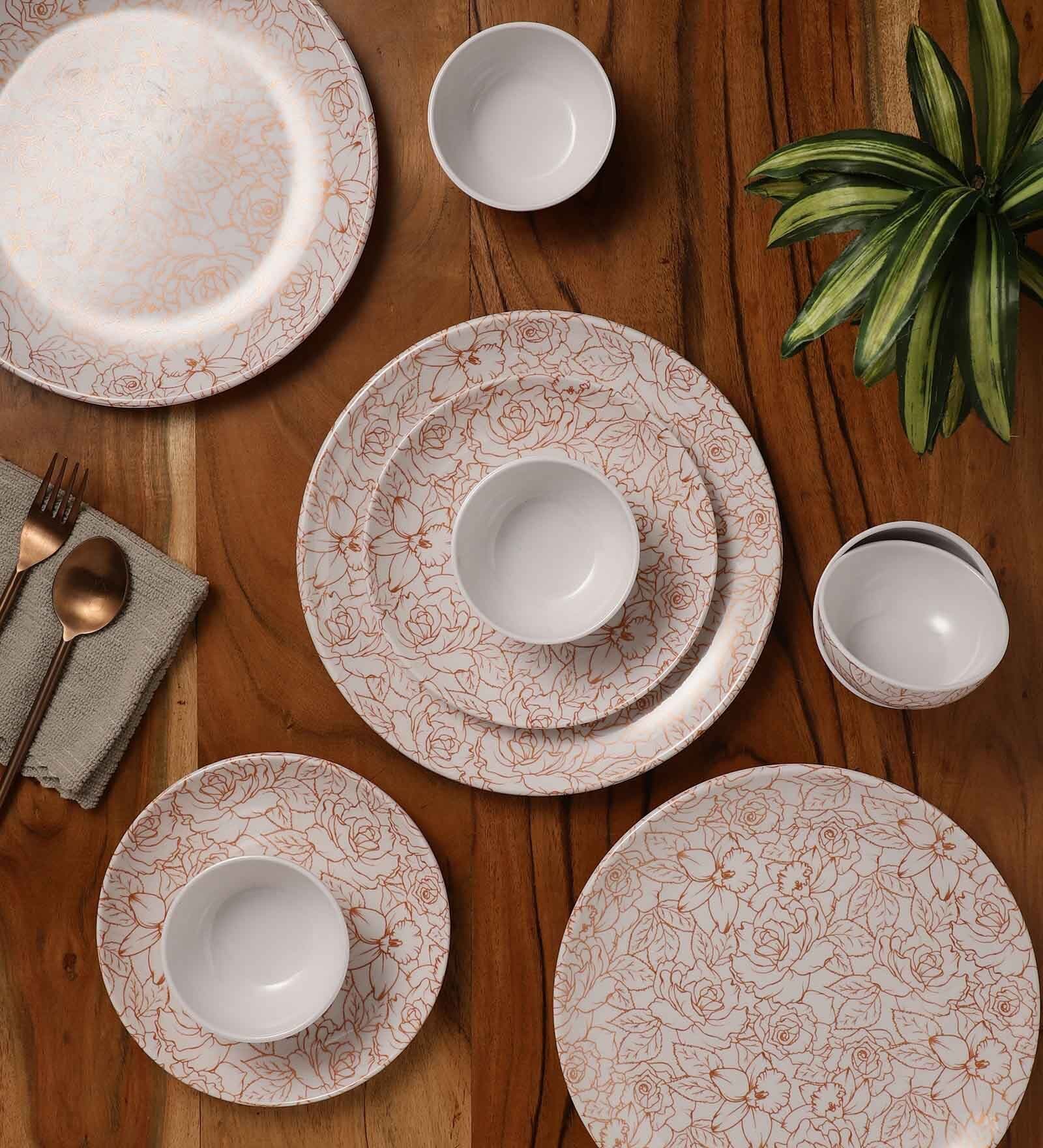 Floral  Pink Melamine 18 Pcs Dinner Set