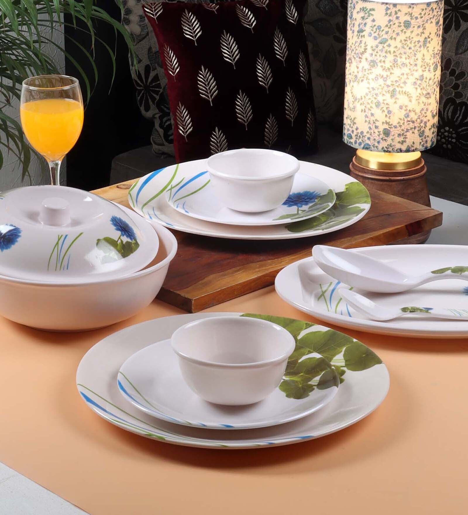 Buy Floral 38 Pcs White & Green Melamine Dinnerware Set at 45 OFF by Cdi Pepperfry