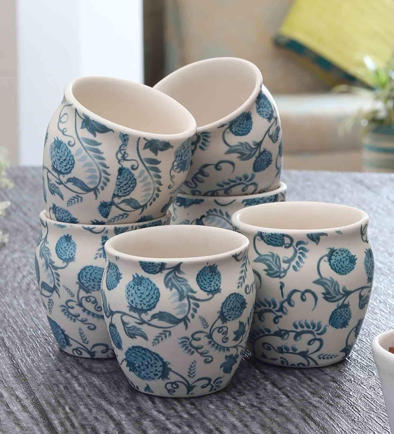 Noel 190ml Multicolour (Set of 6) Stoneware Tea Khullad