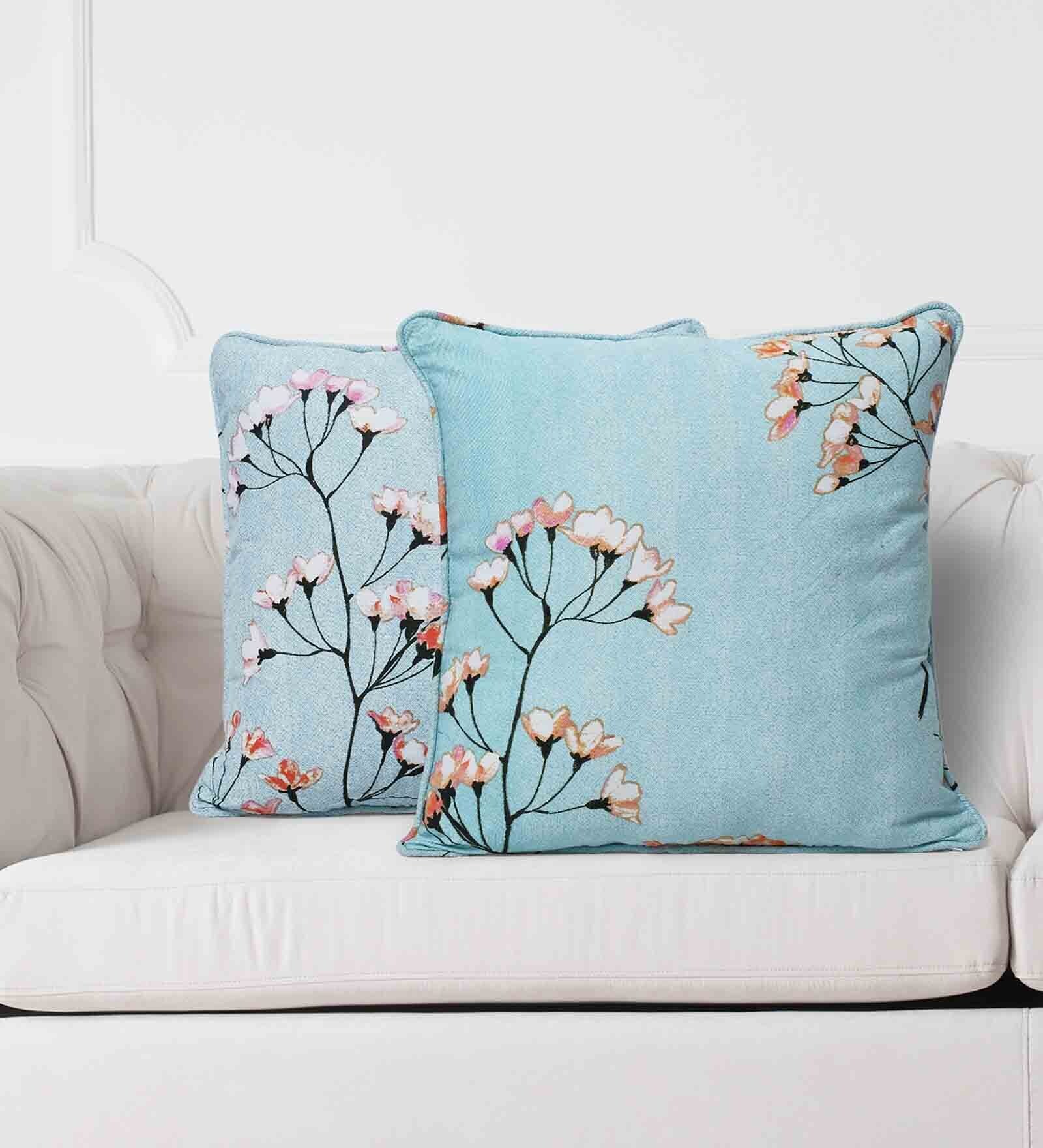 Buy Floral 200 TC Pure Cotton Cushion Cover (Set of 2) in MultiColor at ...