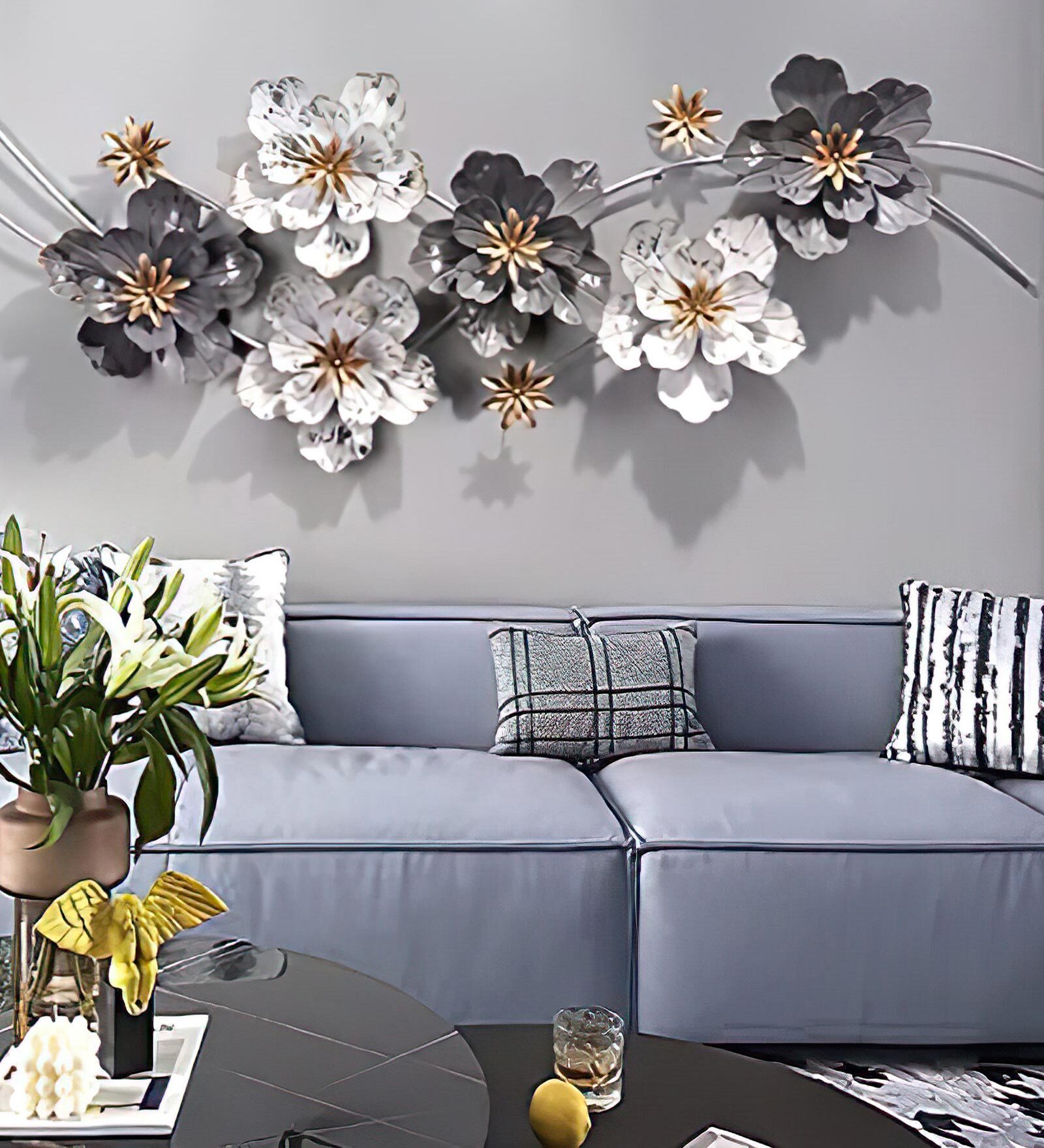Floral Abstract Metal Art In Multicolour