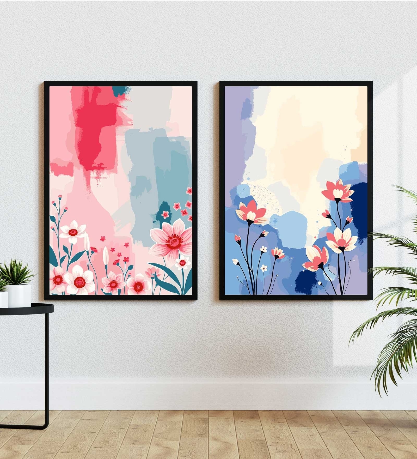 Floral Art Printed Canvas Wall Art Set of 2