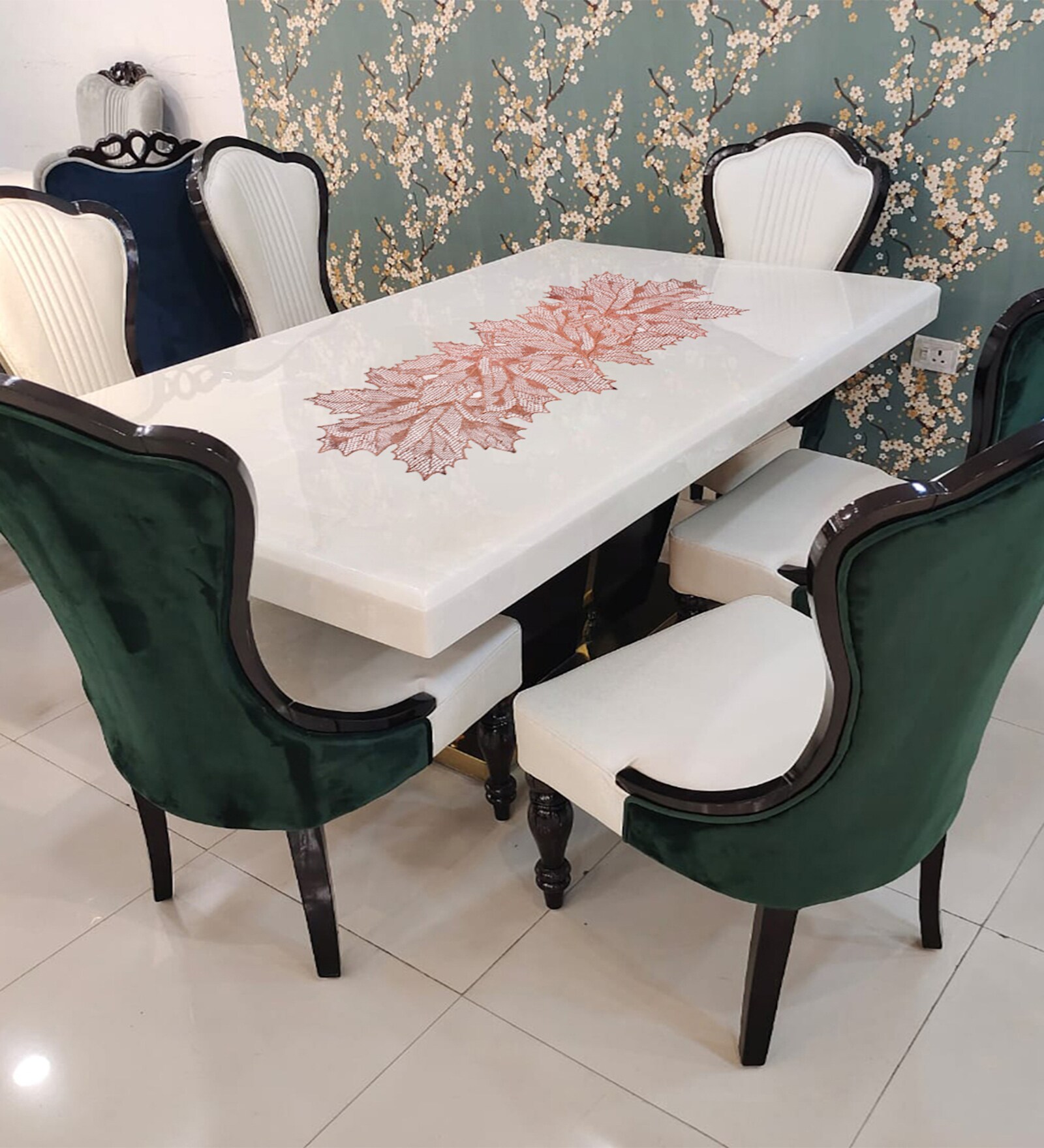 Floral Copper (36 x 14 ) PVC Table Runner