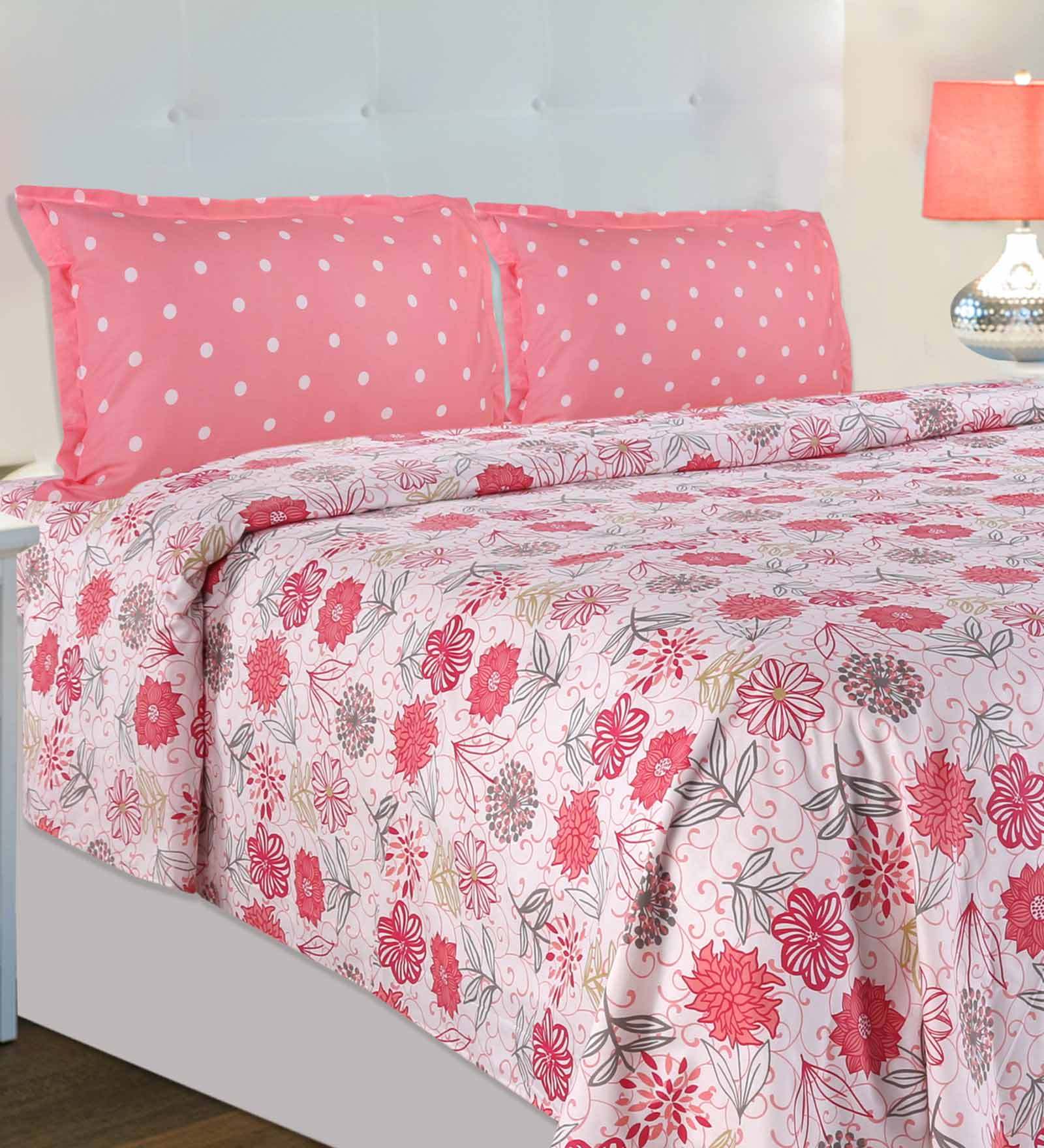 Cotton 186TC Double Bedsheet With 2 Pillow Covers