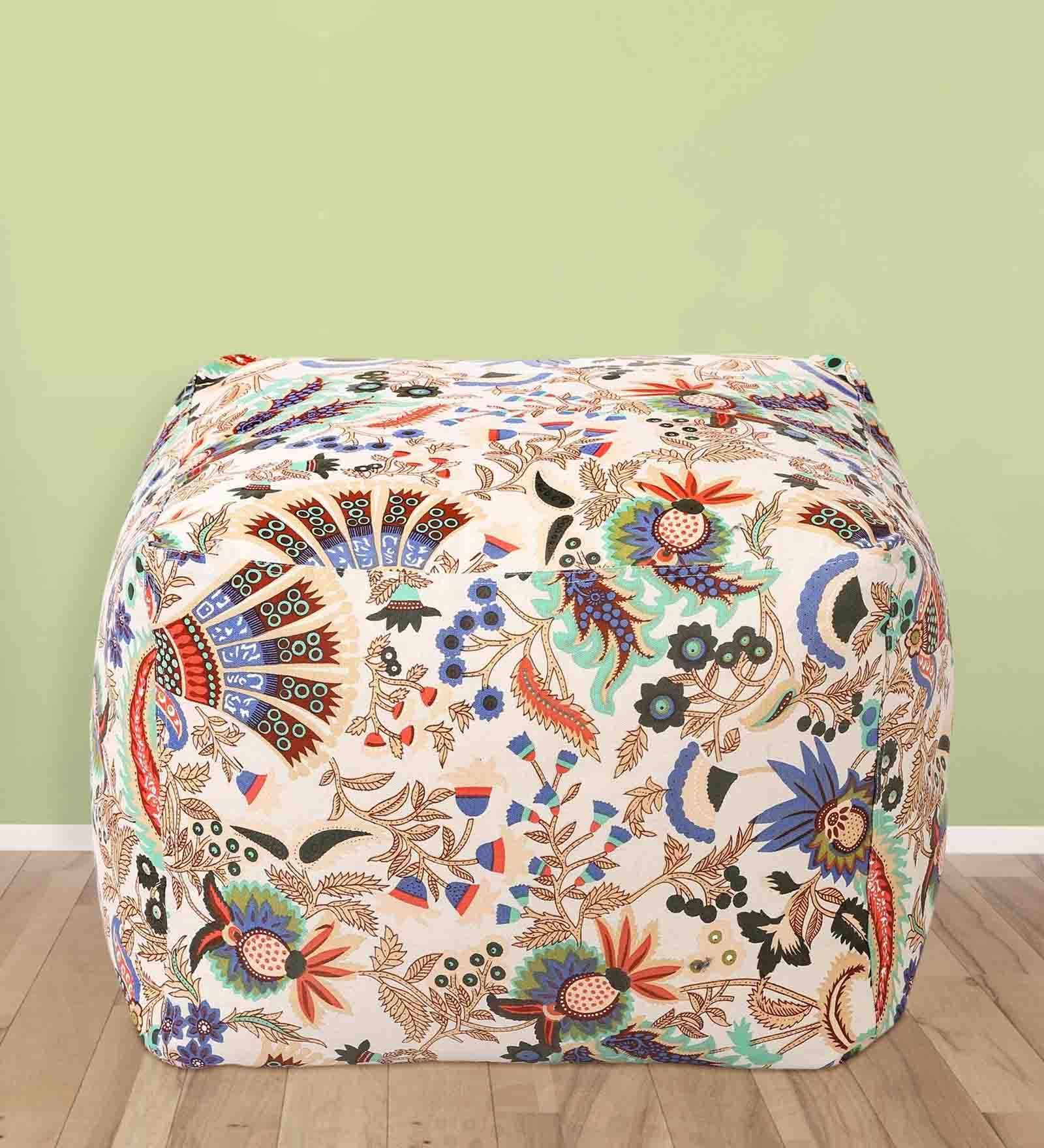 Petal Fabric Pouffe in Multi Colour