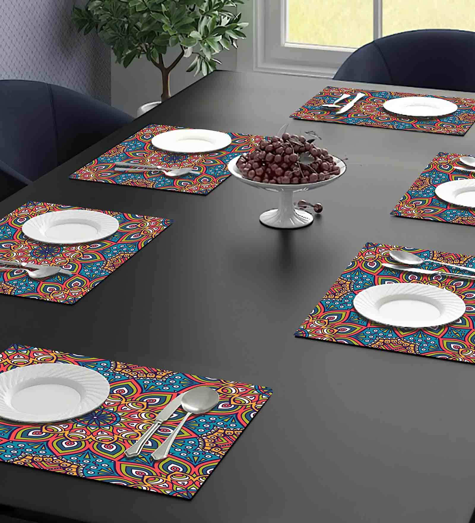 Abstract Blue Satin 18 X 13 Inches Placemats (Set of 6)