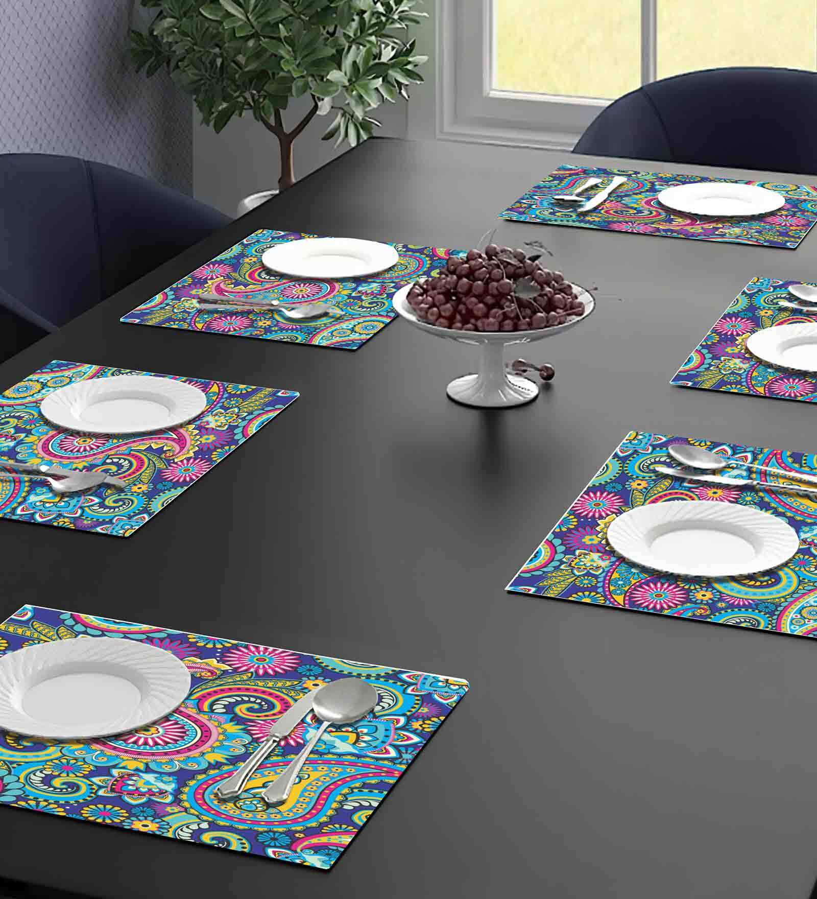 Floral (18x13) Multicolor Satin (Set of 6) Placemat