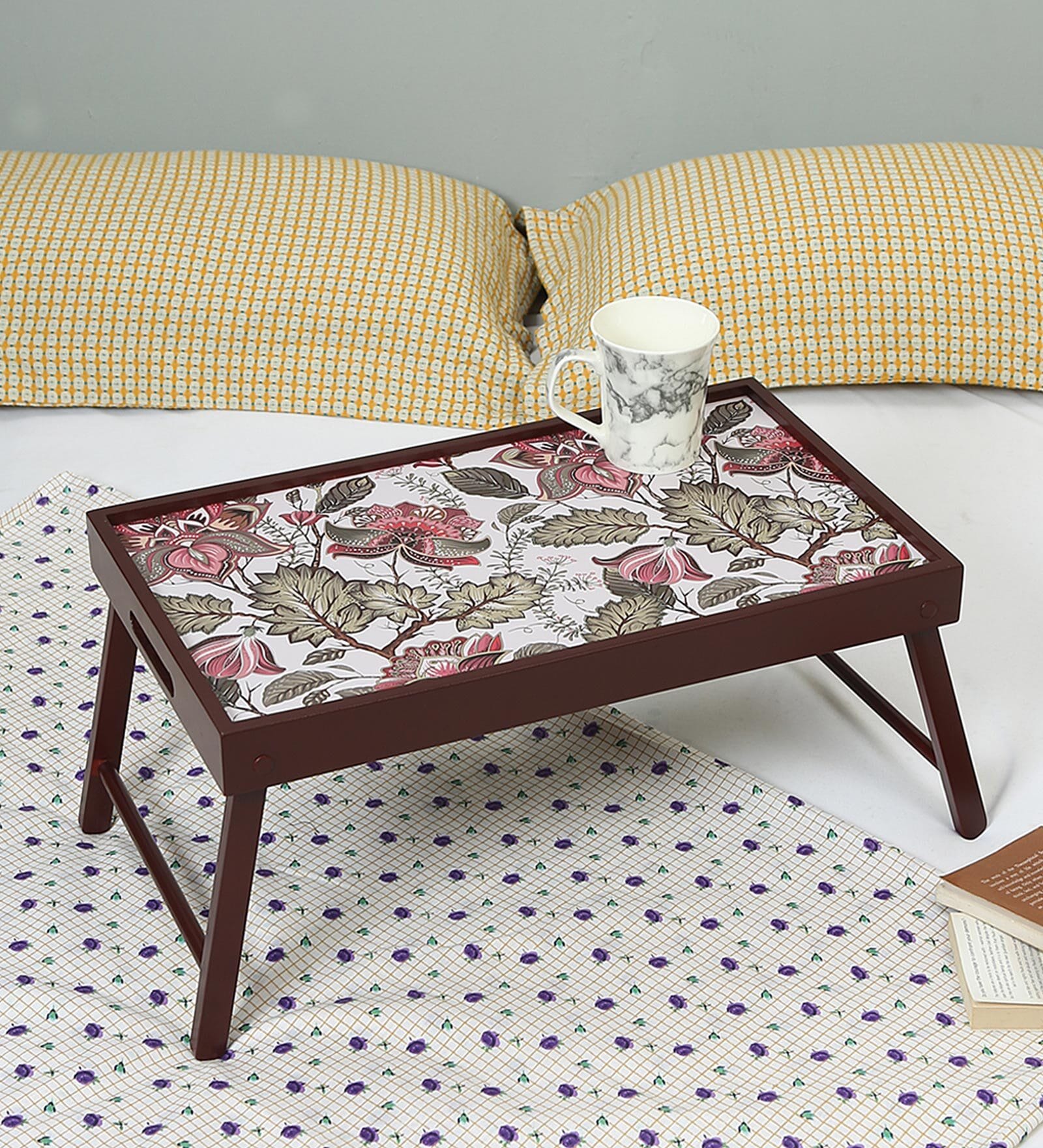 Floral Fantasy  Brown MDF Bed Tray
