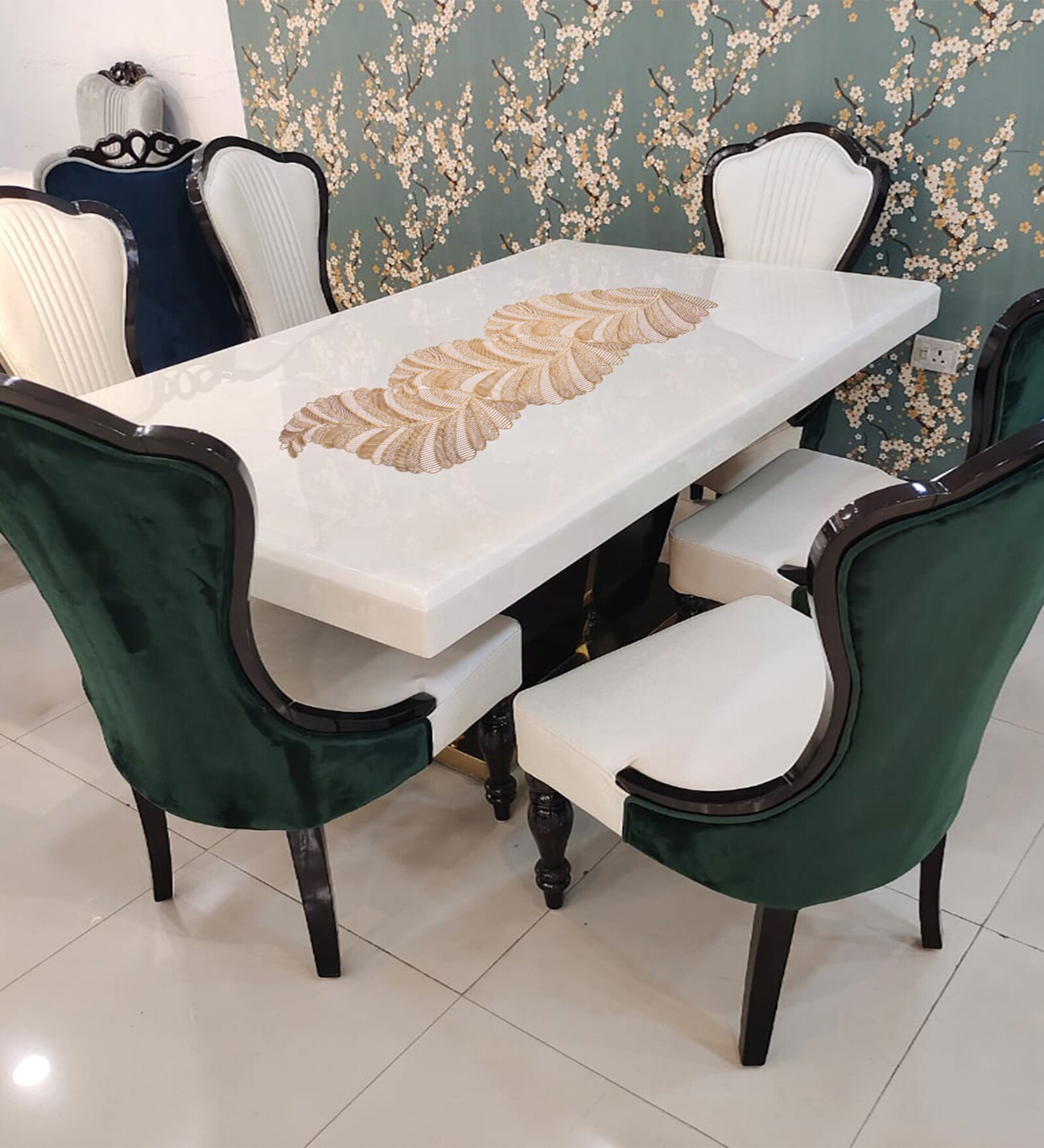 Floral Gold (36 x 12 ) PVC Table Runner