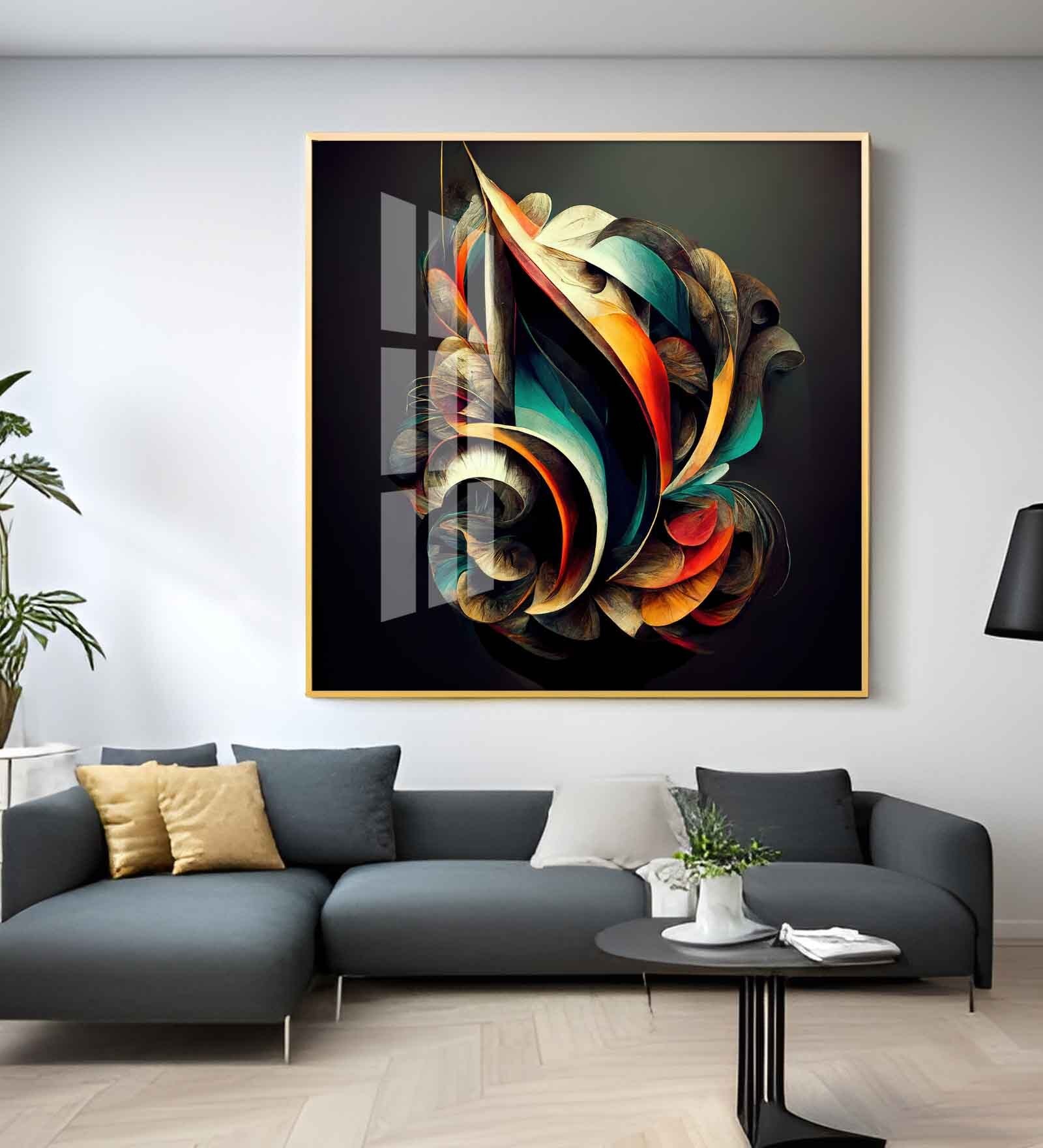 Floral Harmony Glass Finish Square Wall Art