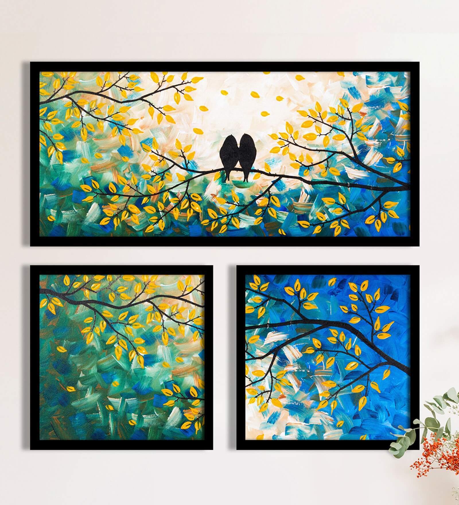 Love Bird Black Plastic Framed Wildlife Art Panels