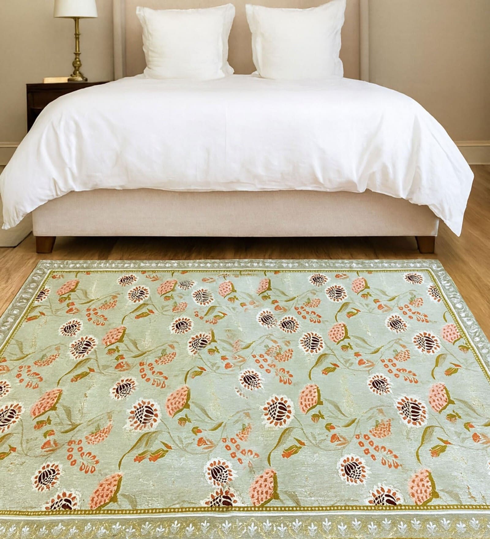 Floral Mist Printed Polyester 3 X 5 Feet Machine Made Carpet