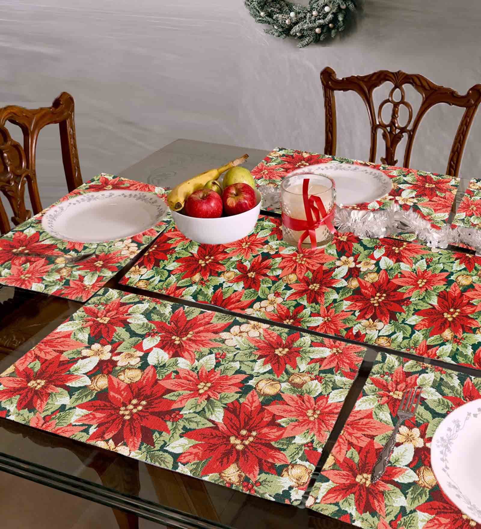 Buy Floral Multicolor (13x19) Cotton and Polyester Table Placemat (Set
