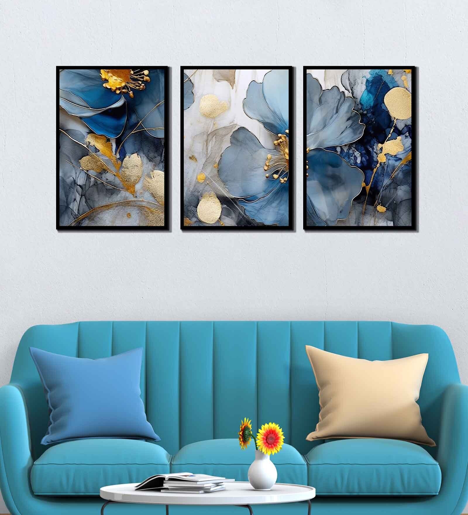 Floral Multicolour Canvas & MDF (Set of 3) Framed Art Panels