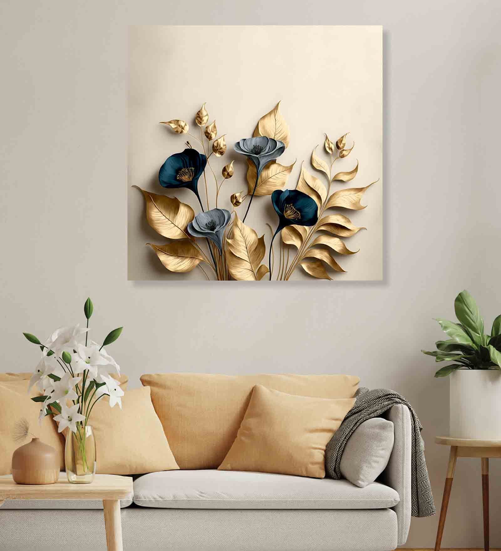 Floral Multicolour Canvas Framed Wall Painting