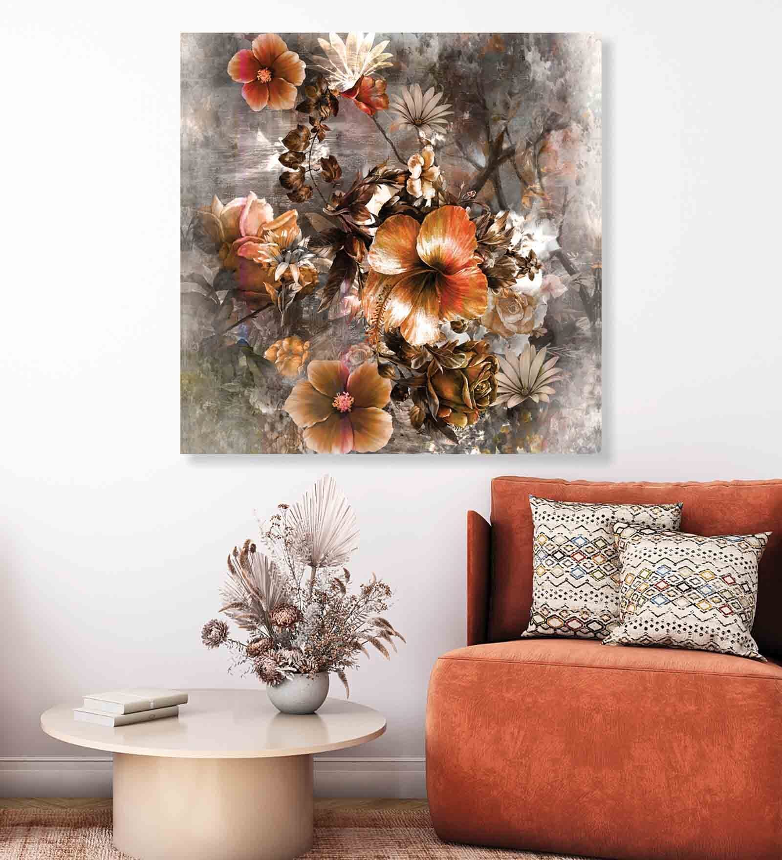 Floral Multicolour Canvas Unframed Wall Painting